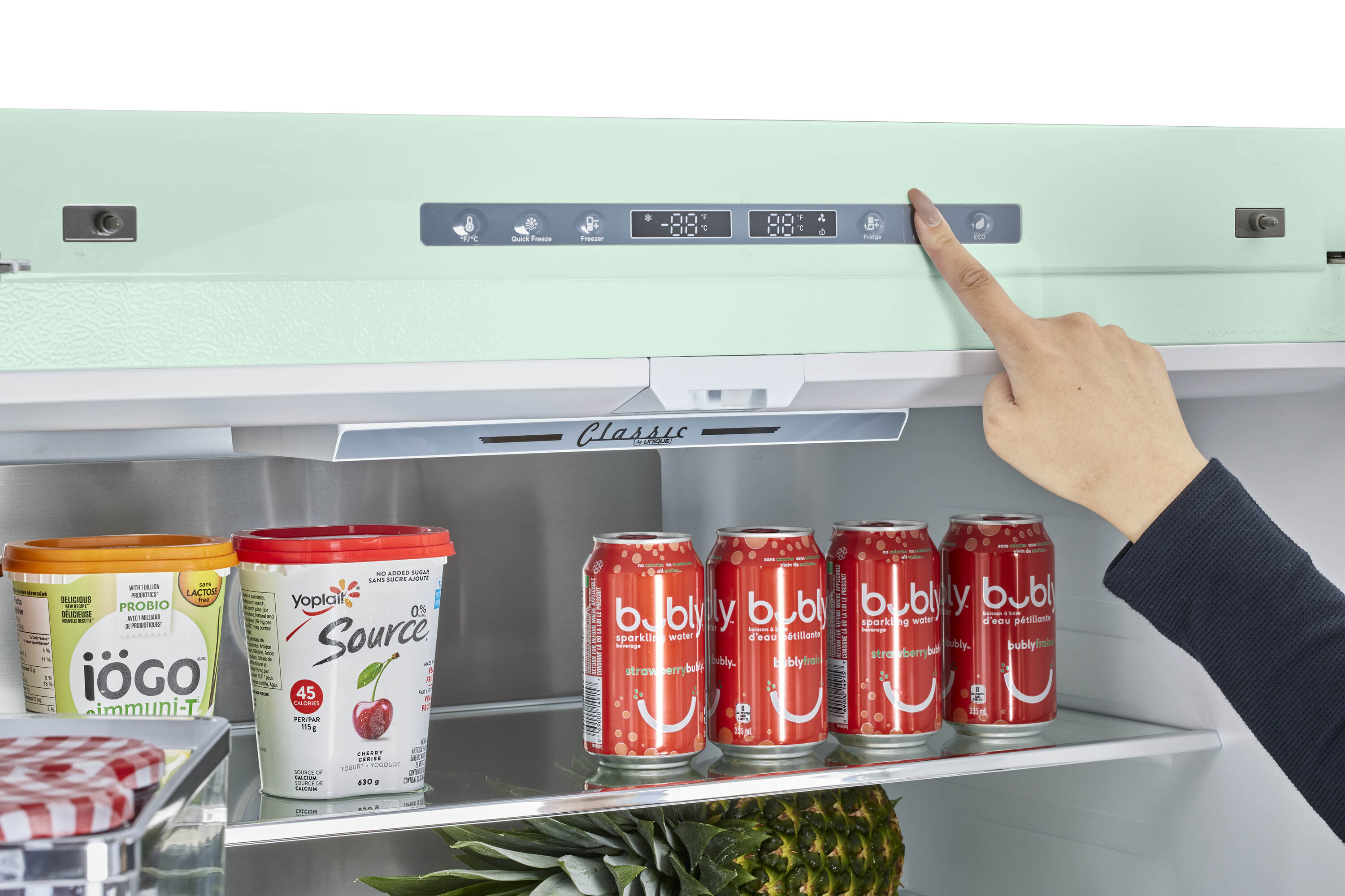 Refrigerador francés de 3 puertas retro clásico único de 21.4 pies cúbicos de profundidad de mostrador con fabricador de hielo y dispensador de hielo (Verde Menta de Verano) Certificado ENERGY STAR UGP-595L LG AC