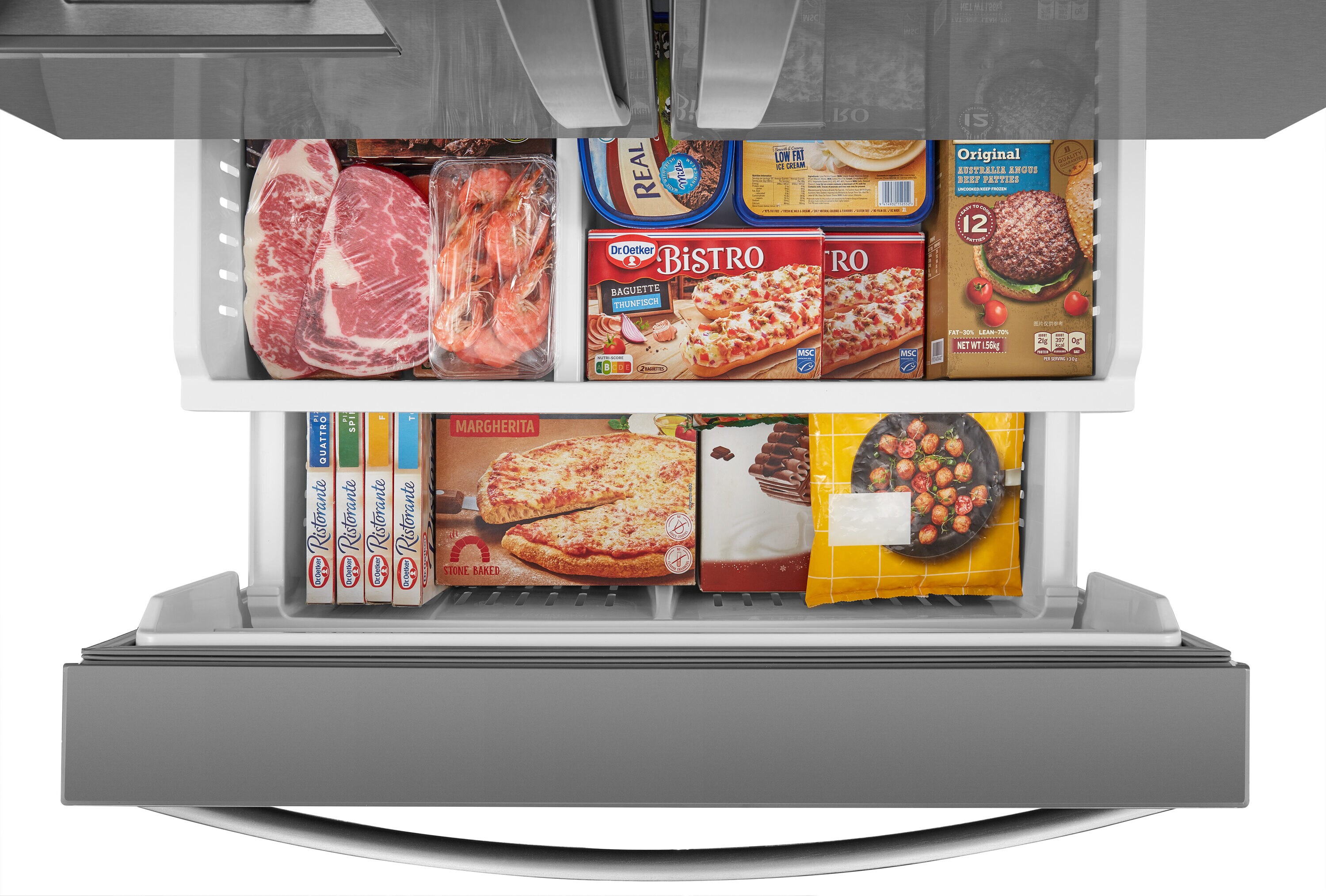 Refrigerador francés de puerta triple de profundidad estándar de 28.6 pies cúbicos con fabricador de hielo y dispensador de agua y hielo (acero inoxidable) certificado por ENERGY STAR 4675625