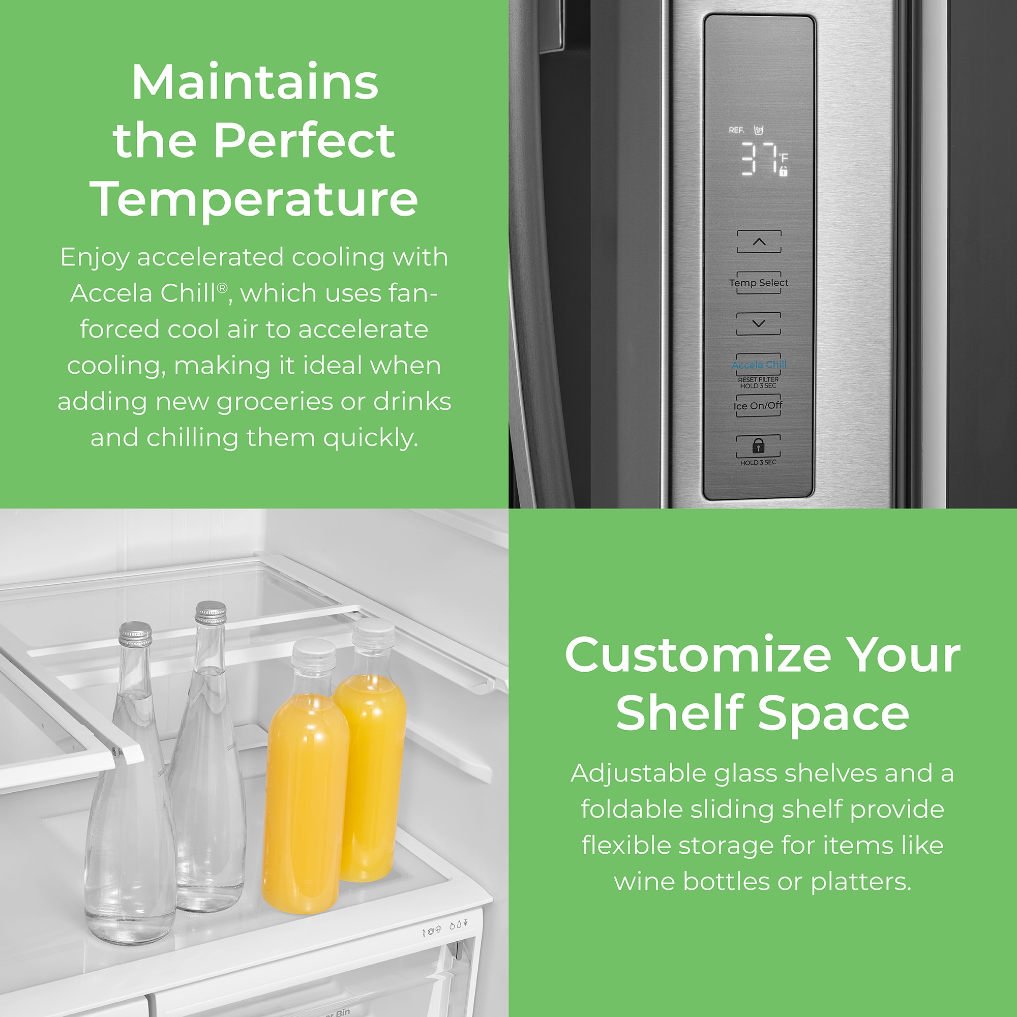 Refrigerador francés de puerta triple de profundidad estándar de 28.6 pies cúbicos con fabricador de hielo y dispensador de agua y hielo (acero inoxidable) certificado por ENERGY STAR 4675625