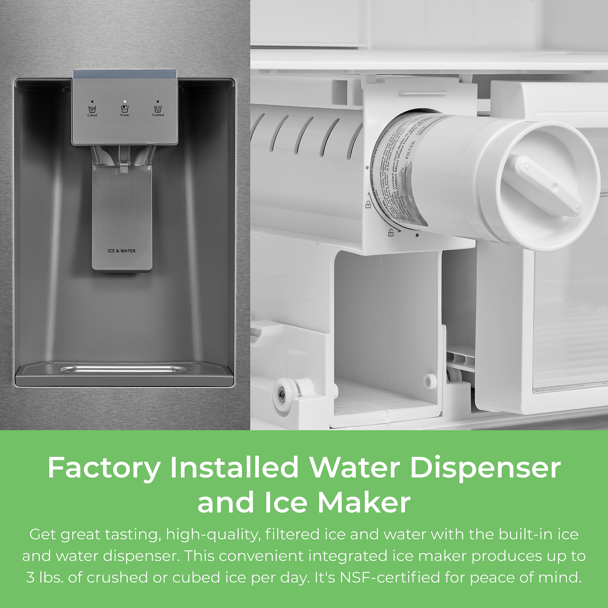Refrigerador francés de puerta triple de profundidad estándar de 28.6 pies cúbicos con fabricador de hielo y dispensador de agua y hielo (acero inoxidable) certificado por ENERGY STAR 4675625