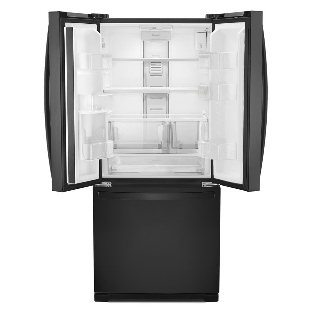 Refrigerador Francés de 3 puertas estándar de 19.7 pies cúbicos de profundidad con fabricador de hielo y dispensador de agua (Acabado en acero inoxidable negro resistente a huellas) Whirlpool WRF560SEHV