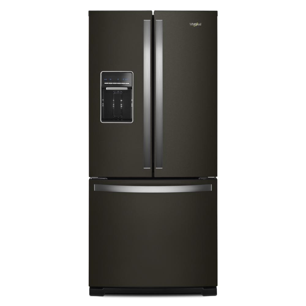 Refrigerador Francés de 3 puertas estándar de 19.7 pies cúbicos de profundidad con fabricador de hielo y dispensador de agua (Acabado en acero inoxidable negro resistente a huellas) Whirlpool WRF560SEHV