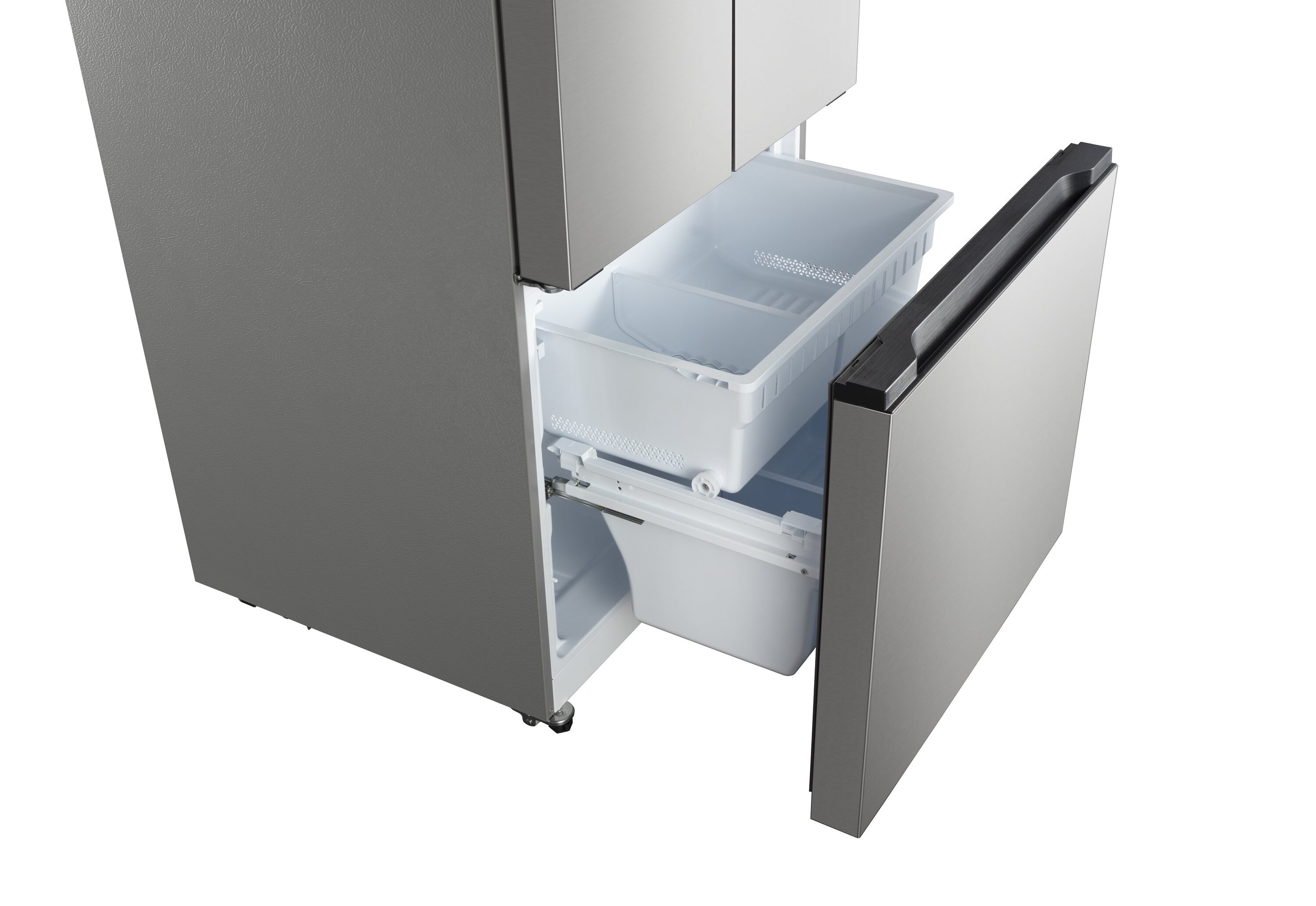 Refrigerador Hamilton Beach de 3 puertas estilo francés, con capacidad de 29.88 pies cúbicos y profundidad ajustada al mostrador (acero inoxidable) certificado ENERGY STAR HZ0771