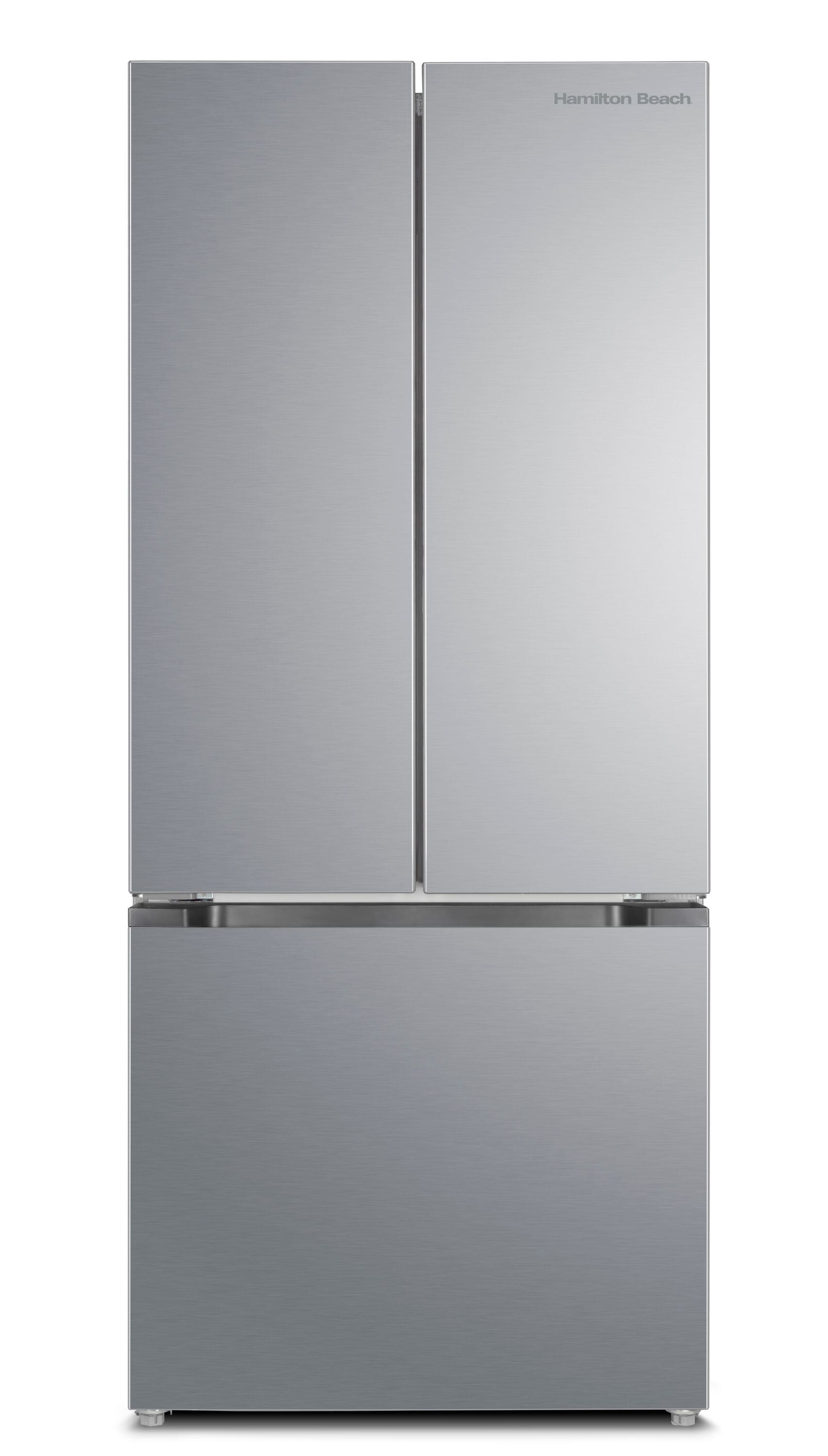 Refrigerador Hamilton Beach de 3 puertas estilo francés, con capacidad de 29.88 pies cúbicos y profundidad ajustada al mostrador (acero inoxidable) certificado ENERGY STAR HZ0771
