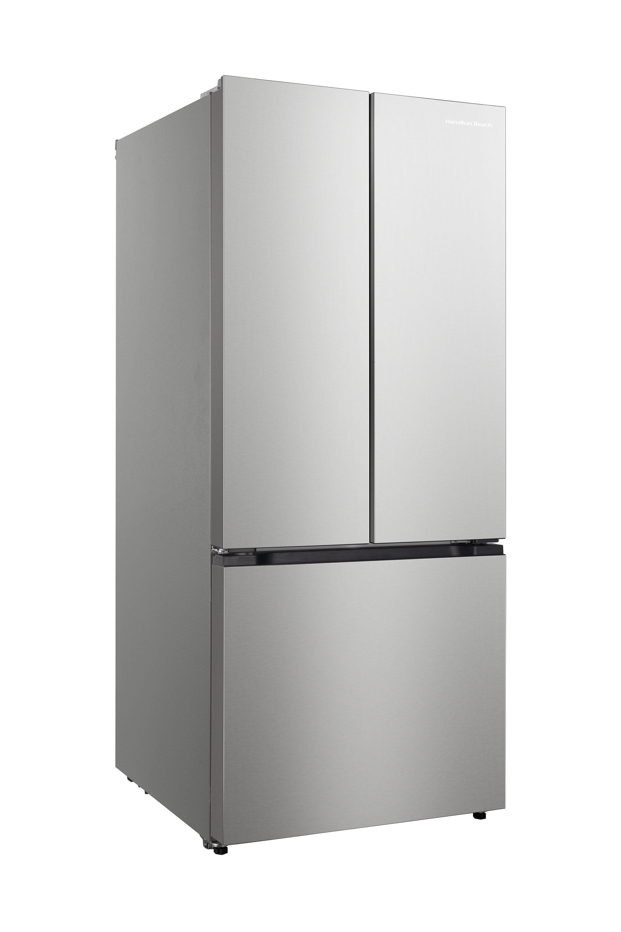 Refrigerador Hamilton Beach de 3 puertas estilo francés, con capacidad de 29.88 pies cúbicos y profundidad ajustada al mostrador (acero inoxidable) certificado ENERGY STAR HZ0771