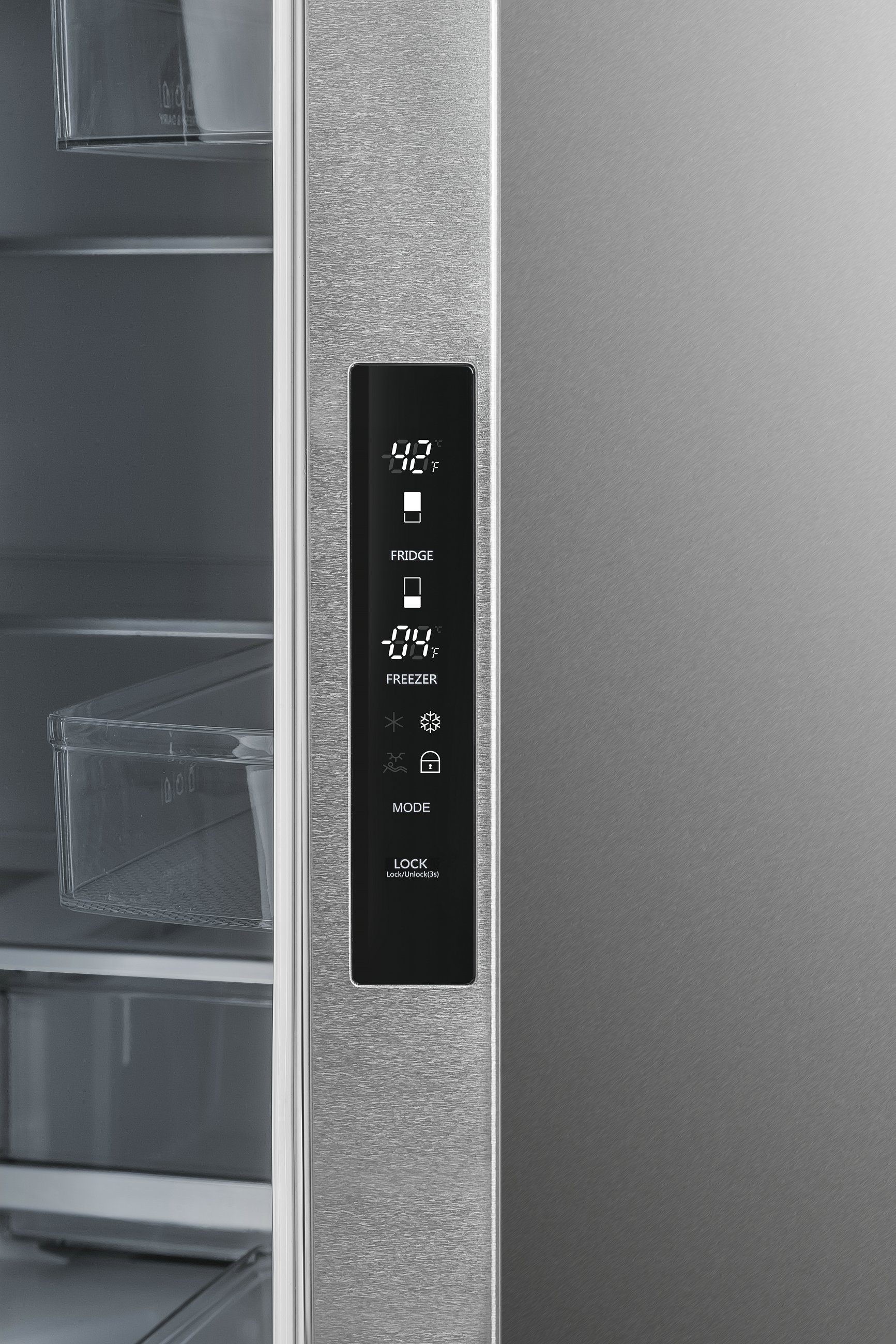 Refrigerador Hamilton Beach de 3 puertas estilo francés, con capacidad de 29.88 pies cúbicos y profundidad ajustada al mostrador (acero inoxidable) certificado ENERGY STAR HZ0771