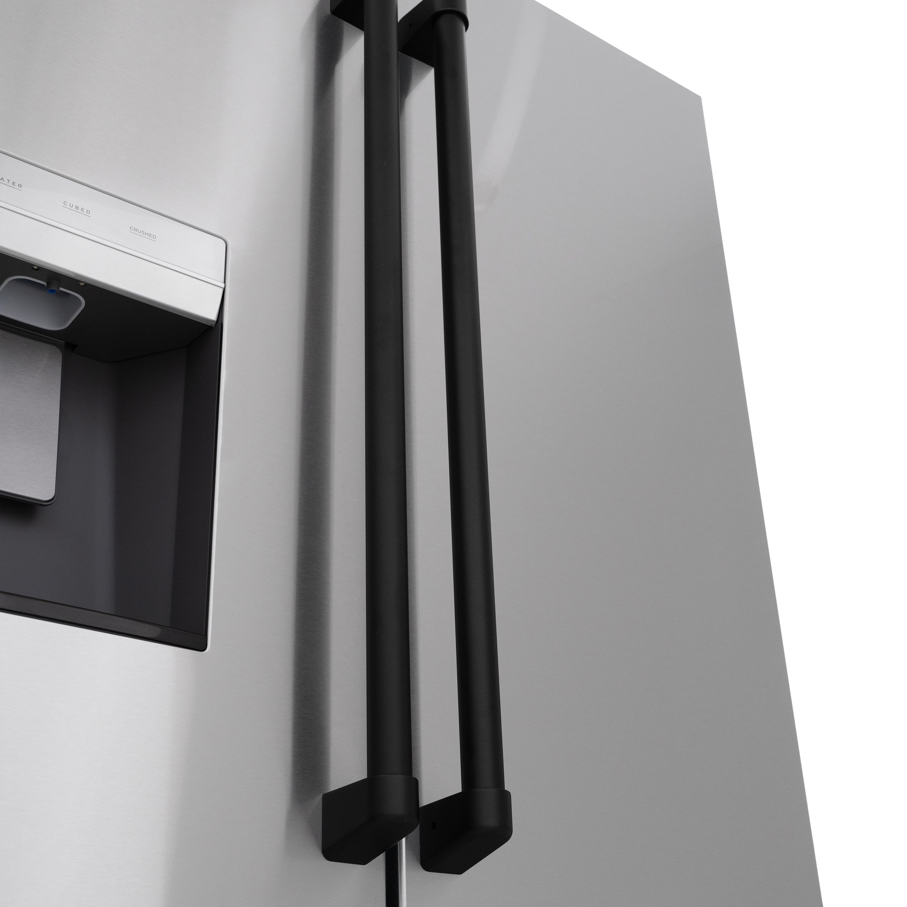 Refrigerador Tipo Francés de 3 Puertas con Dispensador de Hielo y Agua (Acero Inoxidable con Mango Negro Mate) con Certificación ENERGY STAR de 28.9 pies cúbicos de Profundidad Estándar de ZLINE KITCHEN & BATH (RSMZ-W-36-MB)