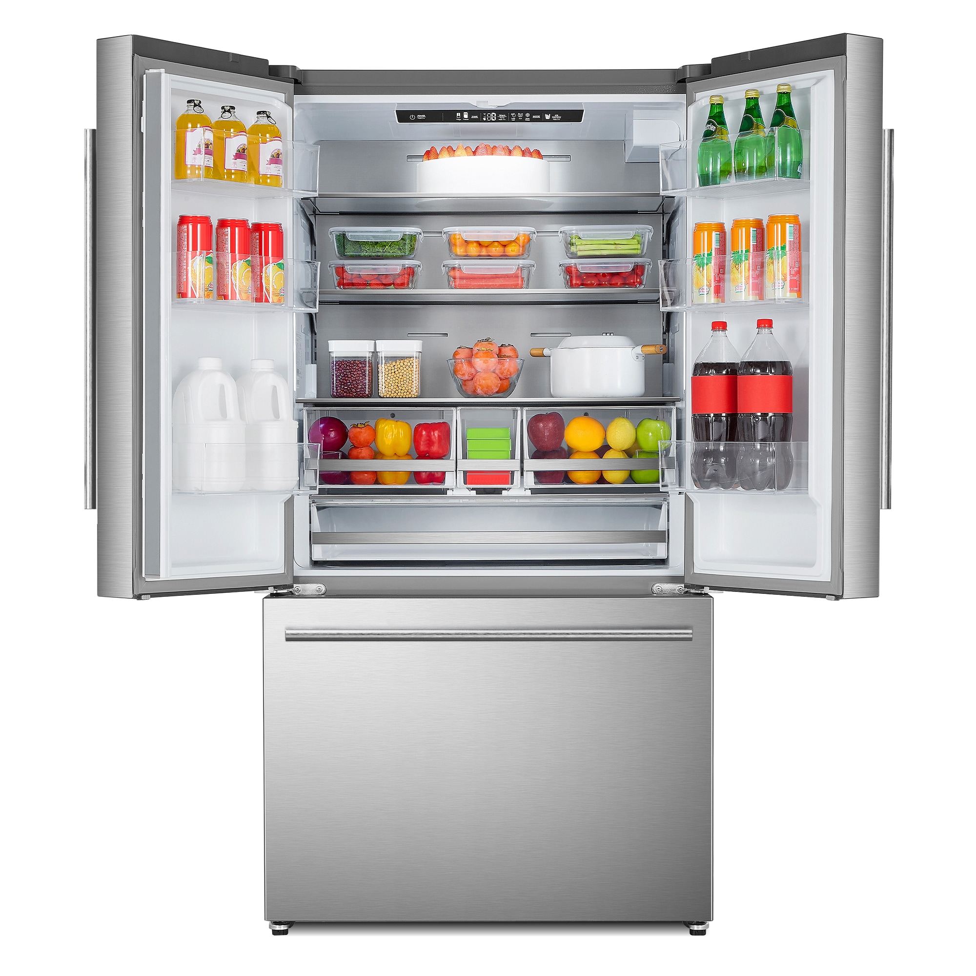 Refrigerador Francés de Puerta Triple de 22.4 pies cúbicos de Profundidad de Mostrador con Fabricador de Hielo y Dispensador de Agua (Acero Inoxidable) Certificado ENERGY STAR
