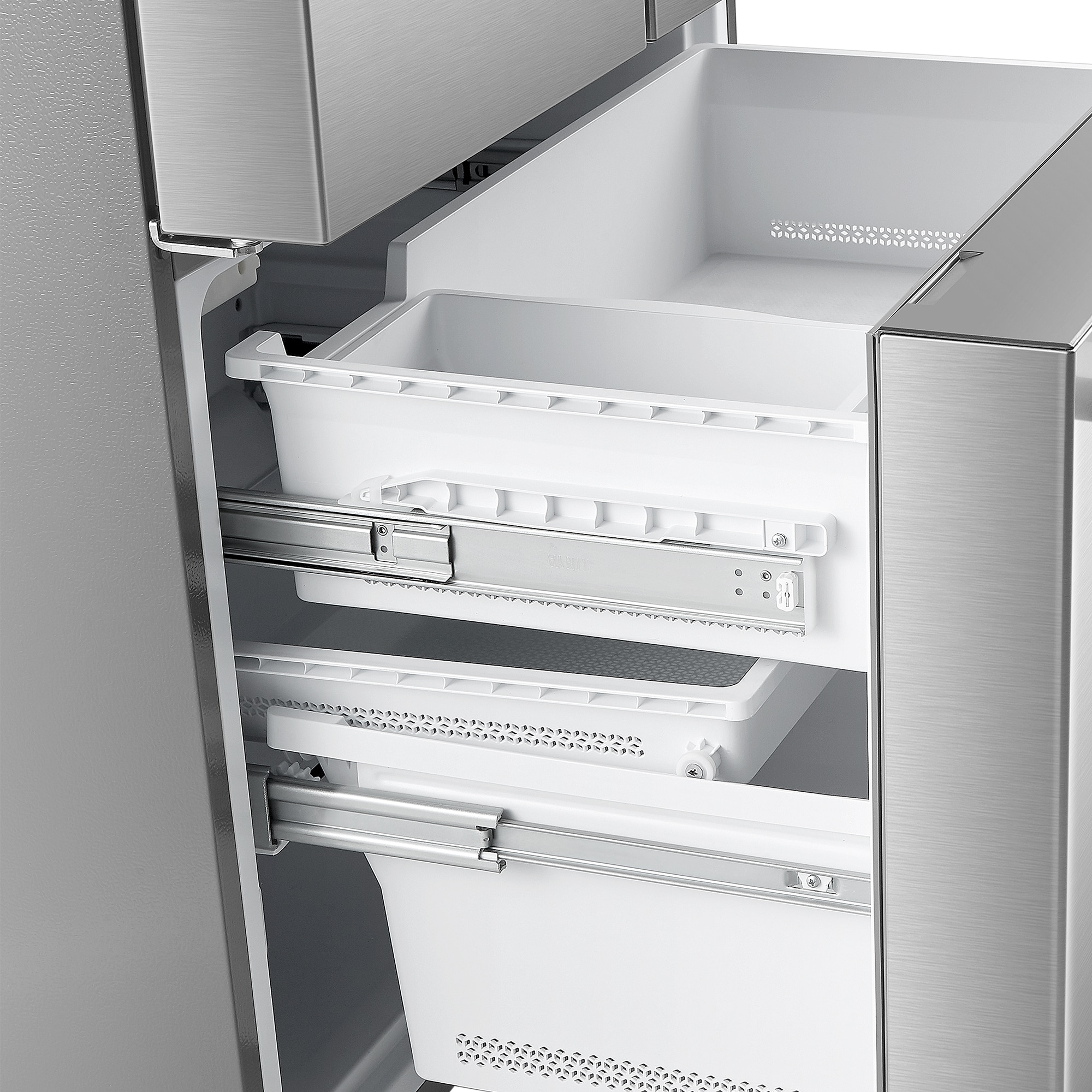 Refrigerador Francés de Puerta Triple de 22.4 pies cúbicos de Profundidad de Mostrador con Fabricador de Hielo y Dispensador de Agua (Acero Inoxidable) Certificado ENERGY STAR