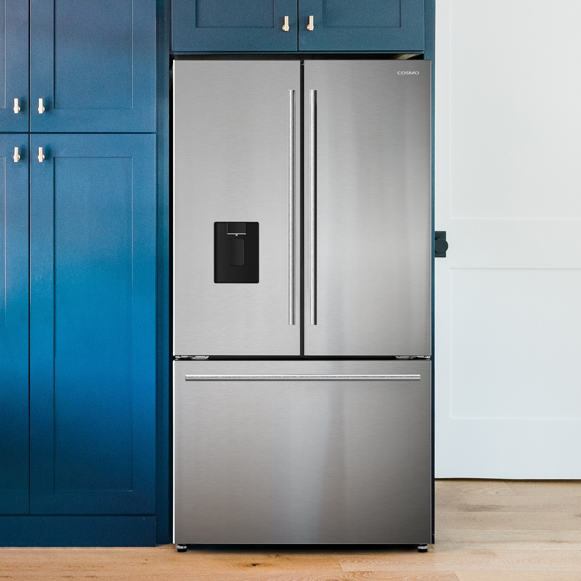 Refrigerador Francés de Puerta Triple de 22.4 pies cúbicos de Profundidad de Mostrador con Fabricador de Hielo y Dispensador de Agua (Acero Inoxidable) Certificado ENERGY STAR