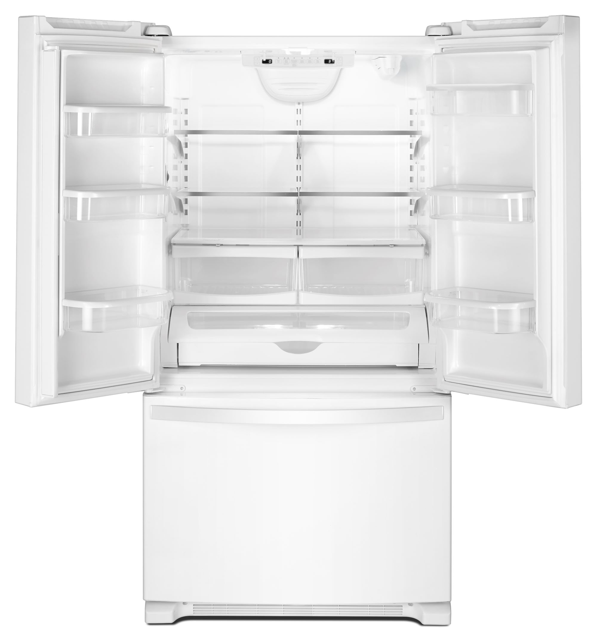 Refrigerador Whirlpool de puertas francesas de 3 puertas de 22.1 pies cúbicos de profundidad estándar (blanco) con certificación ENERGY STAR WRFF5333PW