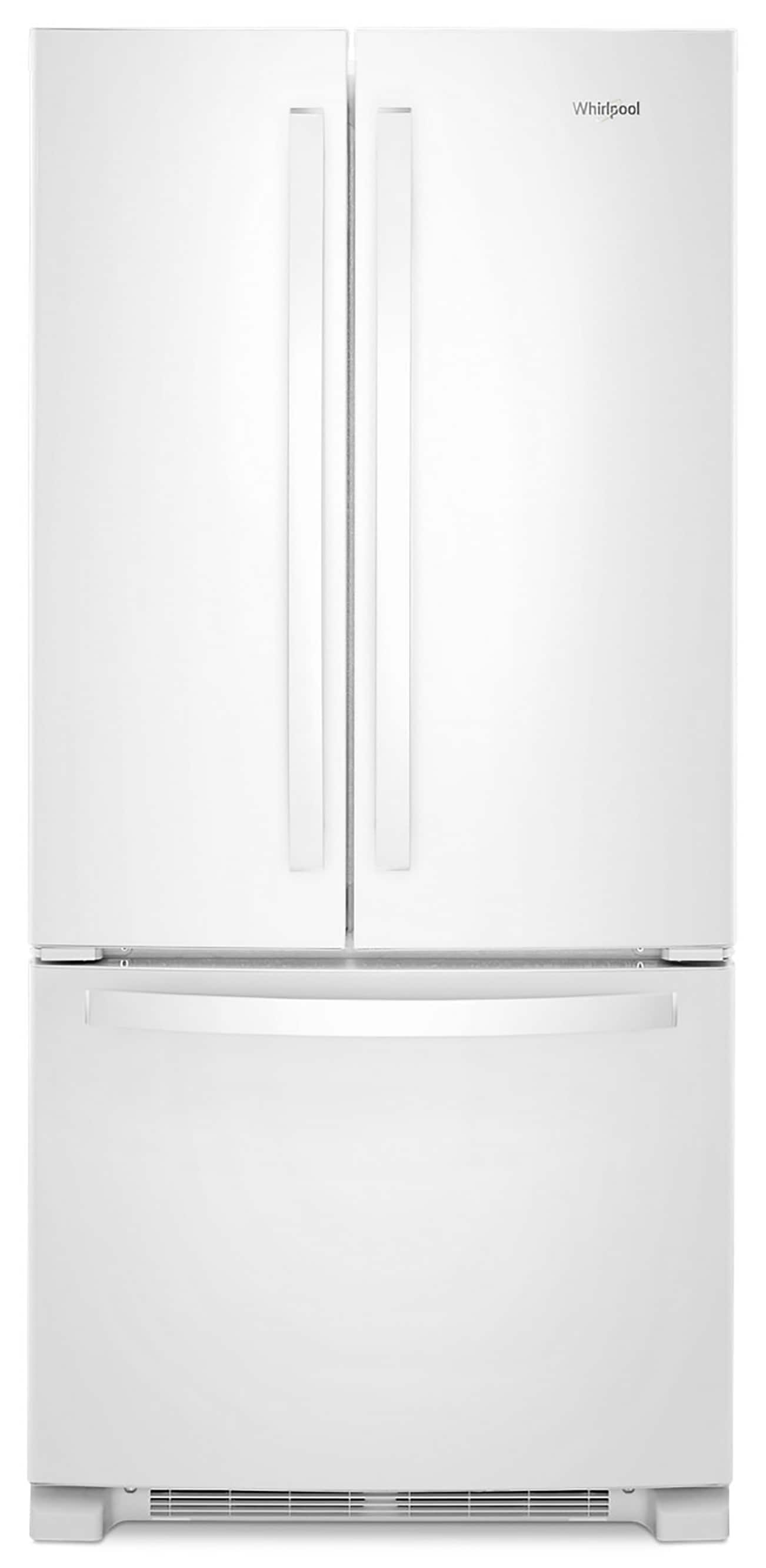 Refrigerador Whirlpool de puertas francesas de 3 puertas de 22.1 pies cúbicos de profundidad estándar (blanco) con certificación ENERGY STAR WRFF5333PW