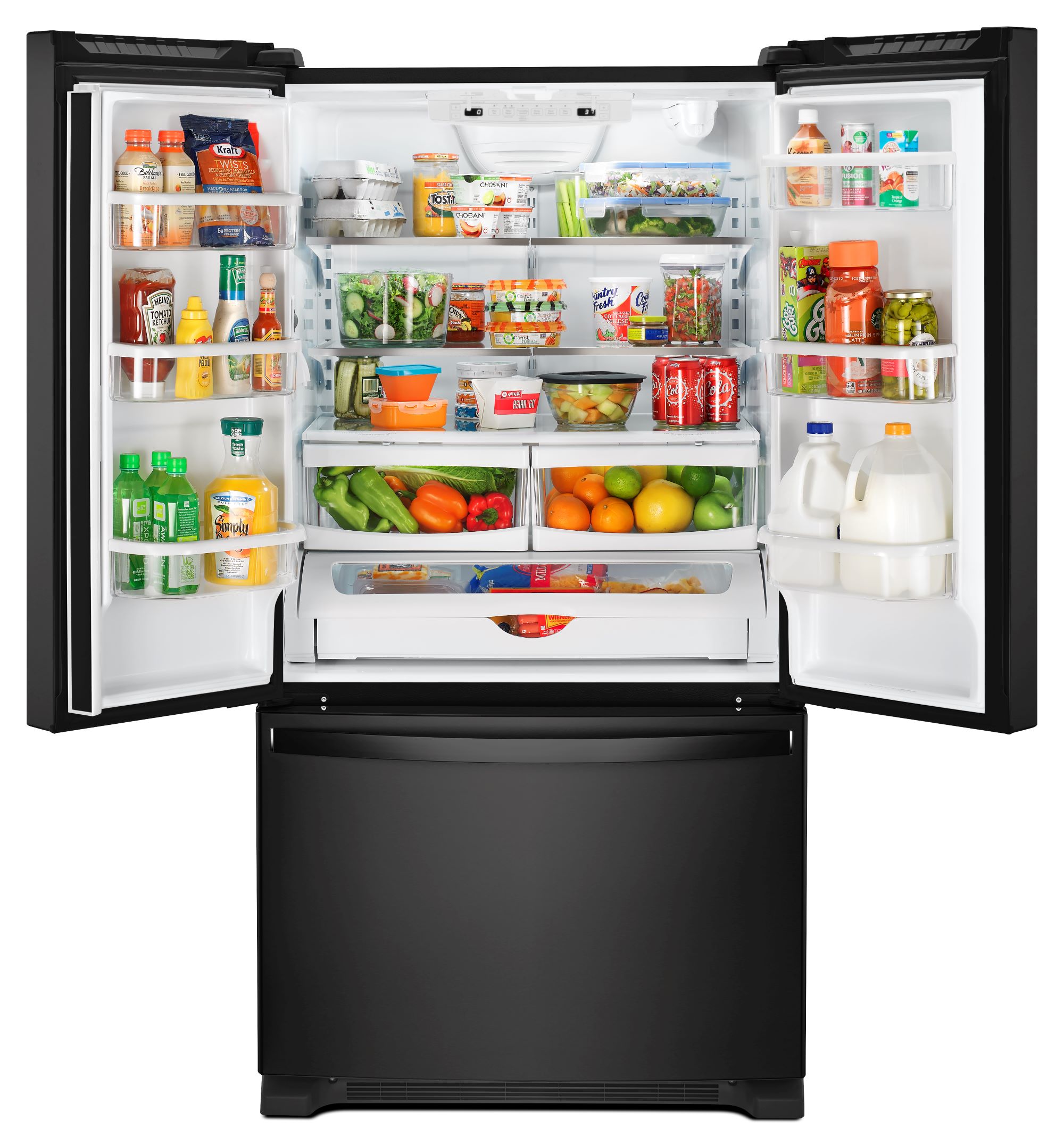 Refrigerador Francés de Puertas Triples con profundidad estándar de 22.1 pies cúbicos (Negro) Certificado ENERGY STAR