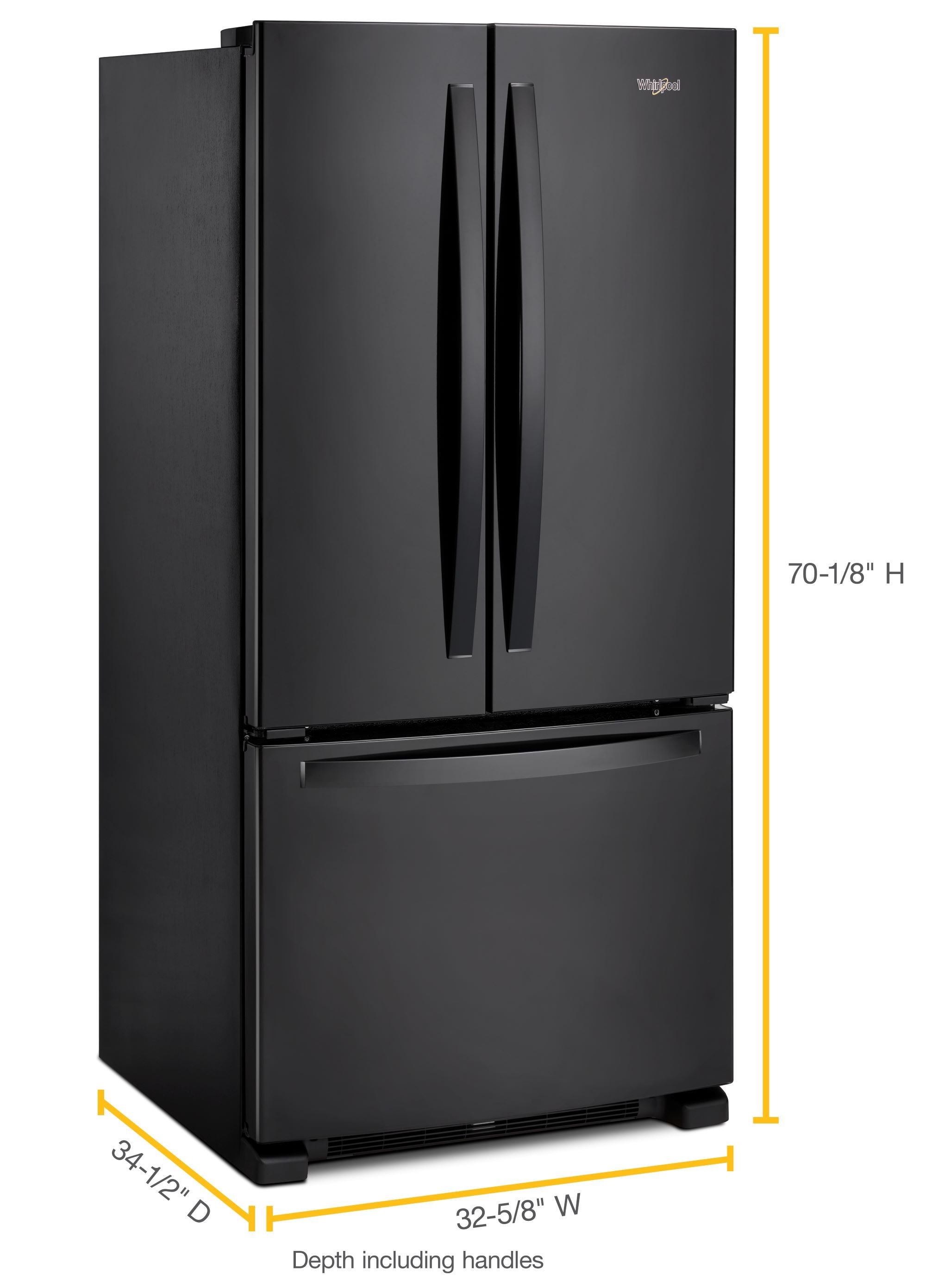 Refrigerador Francés de Puertas Triples con profundidad estándar de 22.1 pies cúbicos (Negro) Certificado ENERGY STAR