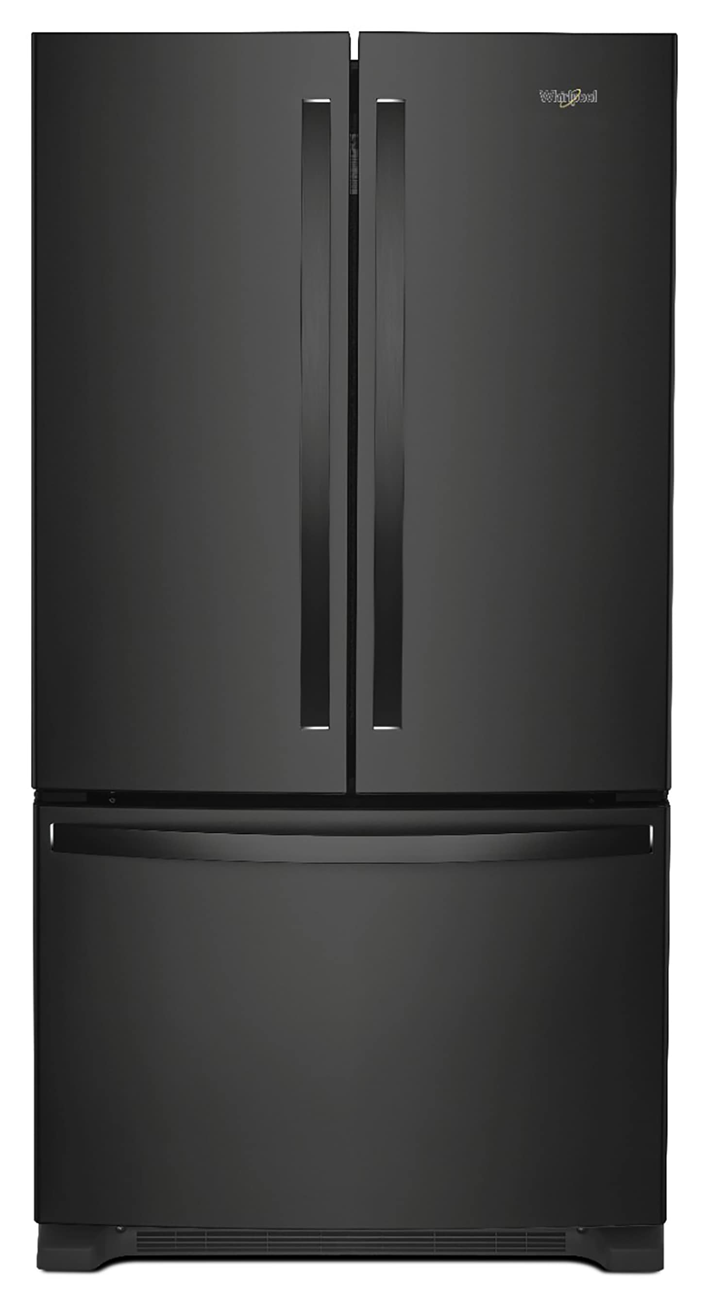 Refrigerador francés de puertas triples Whirlpool estándar de 25.2 pies cúbicos con fabricante de hielo (negro) certificado por ENERGY STAR WRFF3036RB