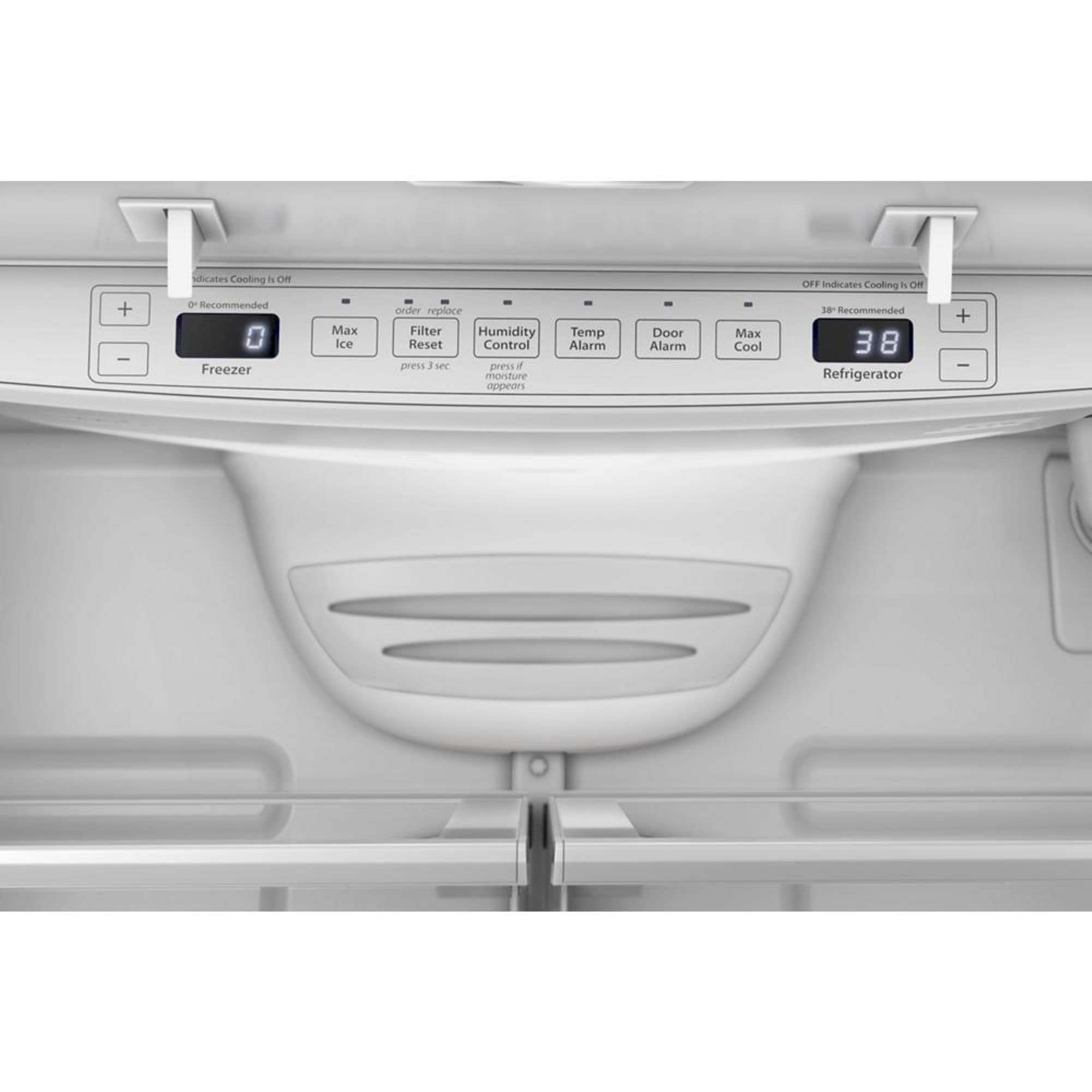 Refrigerador Francés de 3 puertas y 25.2 pies cúbicos de Profundidad Estándar con Fabricador de Hielo (Blanco) Certificado ENERGY STAR WRFF3036RW de Whirlpool