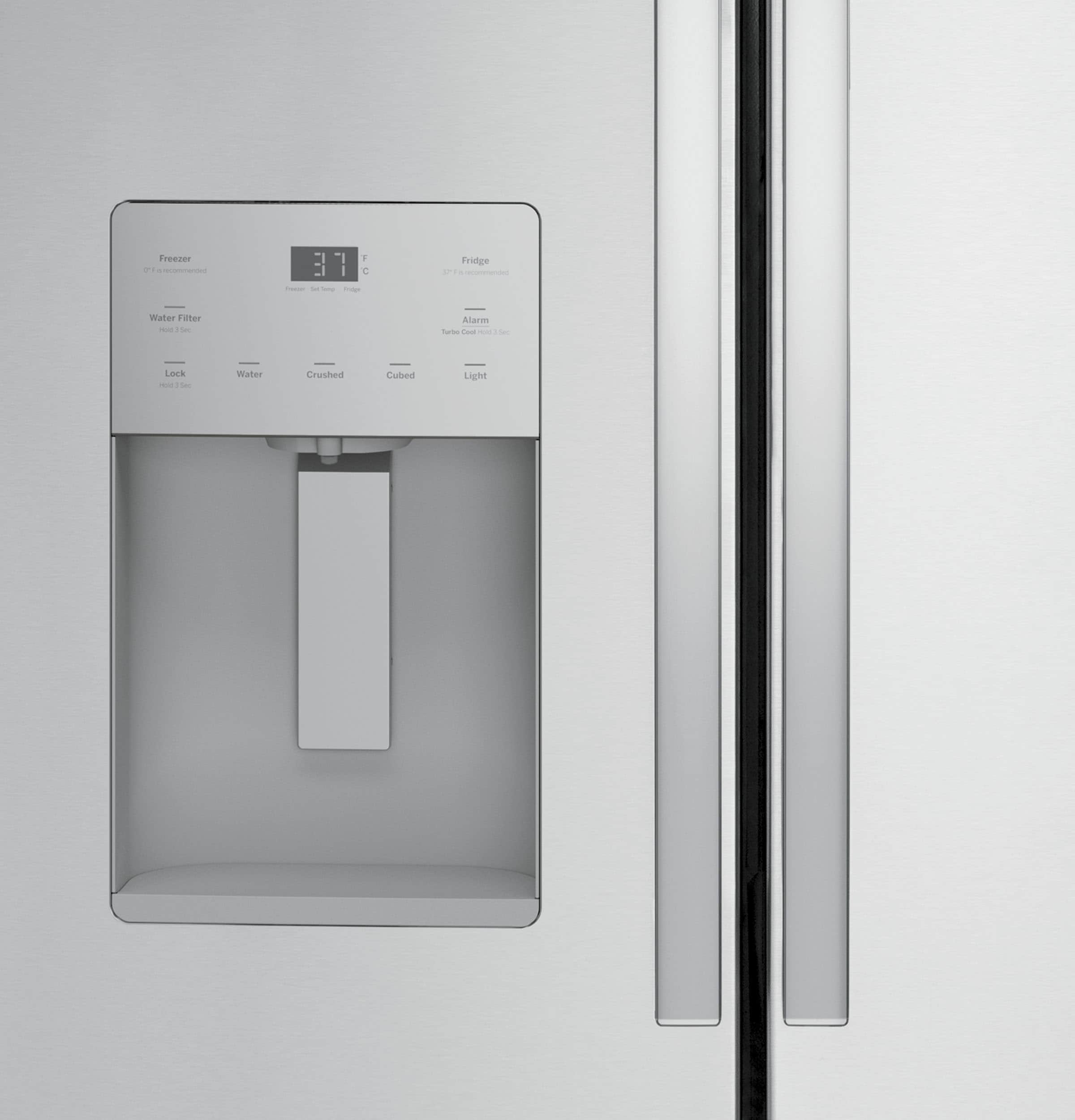 Refrigerador francés de puertas triples GE de 20.6 pies cúbicos con fabricador de hielo y dispensador de agua y hielo (Acero inoxidable) certificado ENERGY STAR