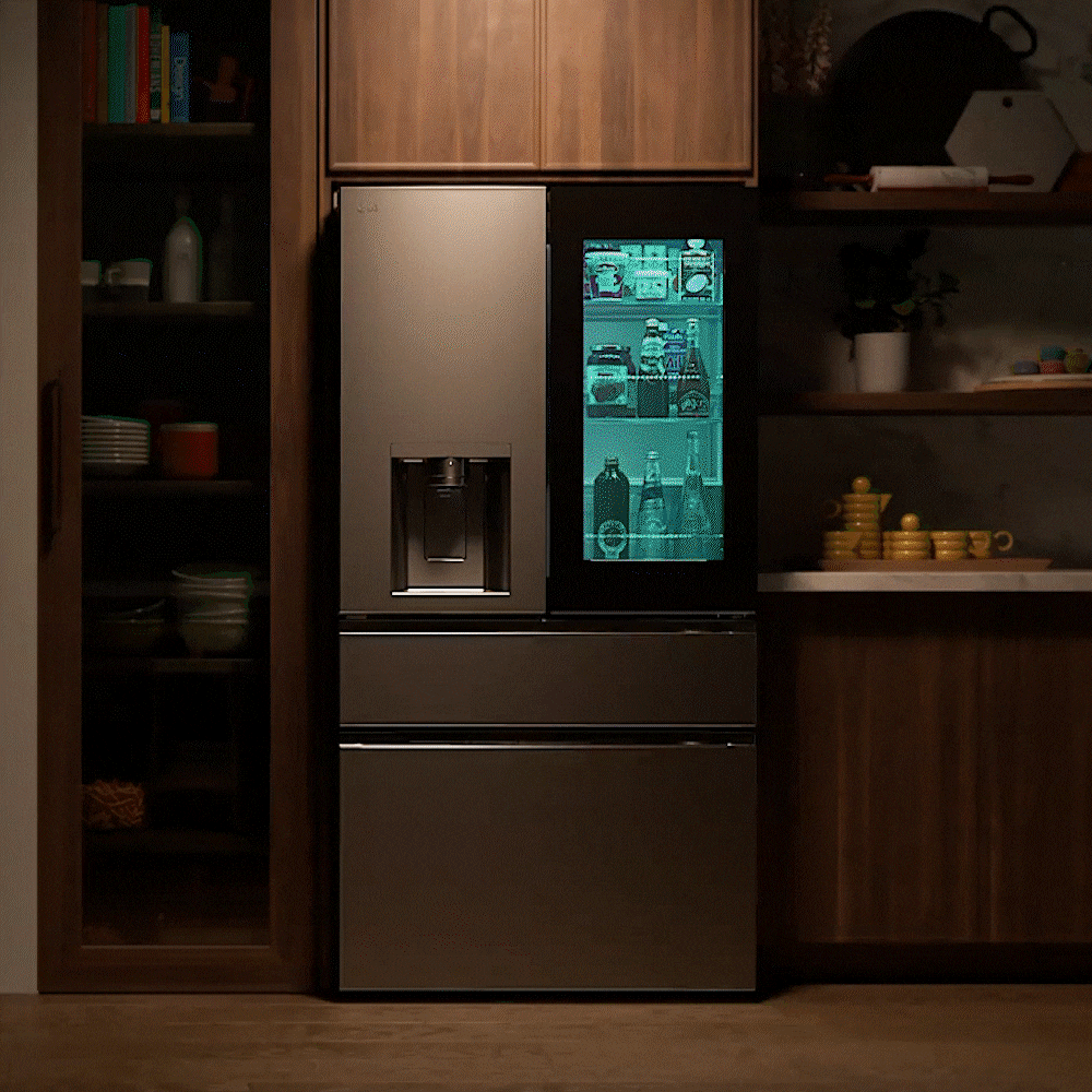 Refrigerador francés de 4 puertas LG InstaView MyColor de 28.6 pies cúbicos de profundidad estándar, con doble fabricador de hielo, dispensador de agua y hielo, y puerta dentro de puerta (Acero Inoxidable PrintProof), compatible con tecnología inteligente ENERGY STAR certificada LF29S8365S
