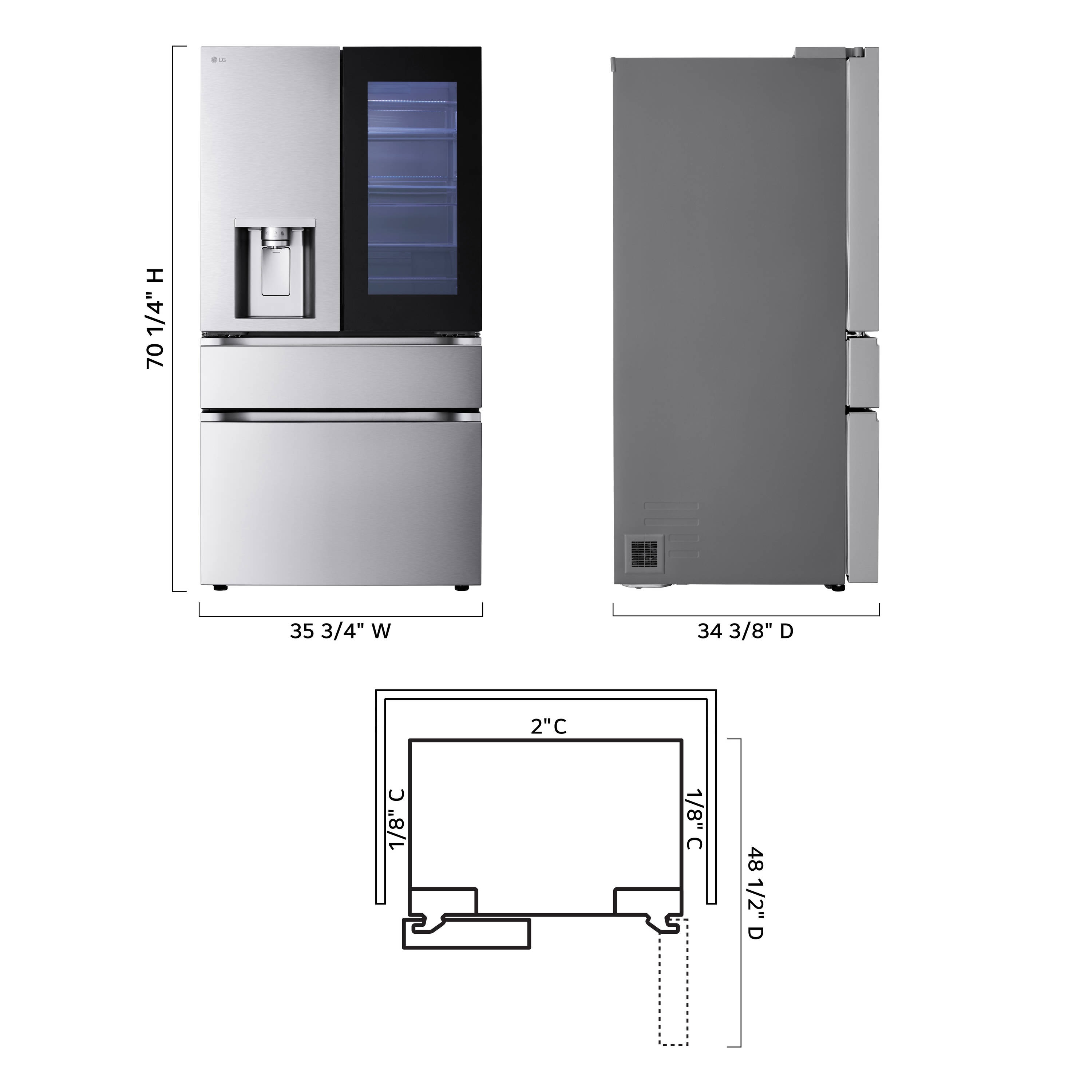 Refrigerador francés de 4 puertas LG InstaView MyColor de 28.6 pies cúbicos de profundidad estándar, con doble fabricador de hielo, dispensador de agua y hielo, y puerta dentro de puerta (Acero Inoxidable PrintProof), compatible con tecnología inteligente ENERGY STAR certificada LF29S8365S