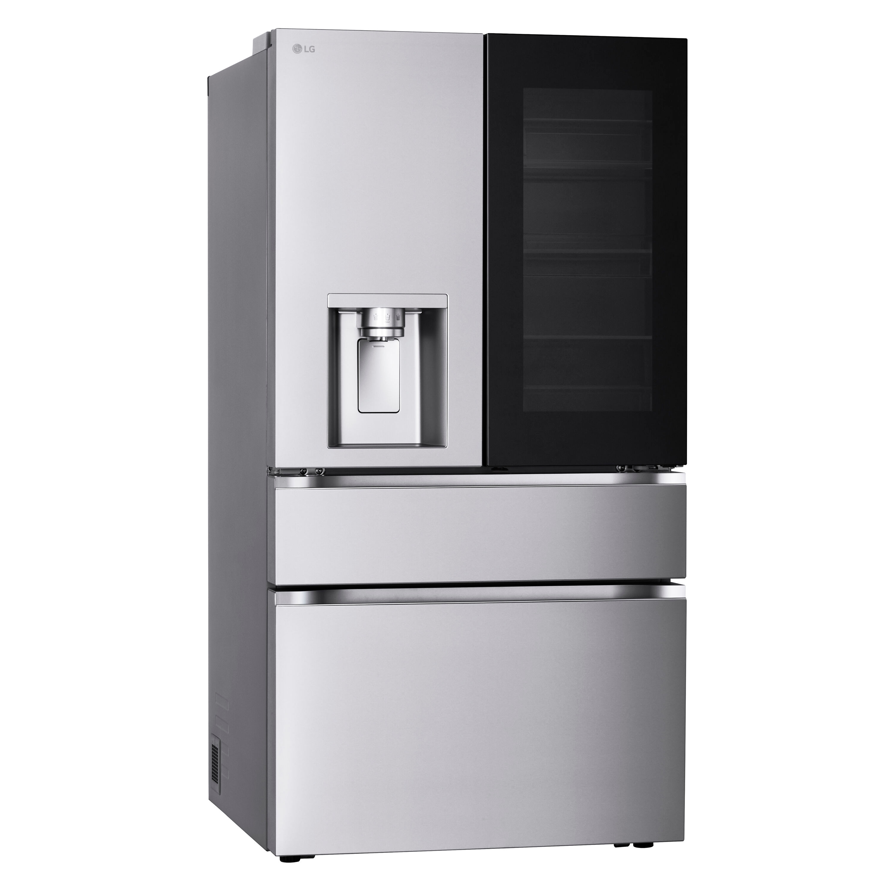 Refrigerador francés de 4 puertas LG InstaView MyColor de 28.6 pies cúbicos de profundidad estándar, con doble fabricador de hielo, dispensador de agua y hielo, y puerta dentro de puerta (Acero Inoxidable PrintProof), compatible con tecnología inteligente ENERGY STAR certificada LF29S8365S