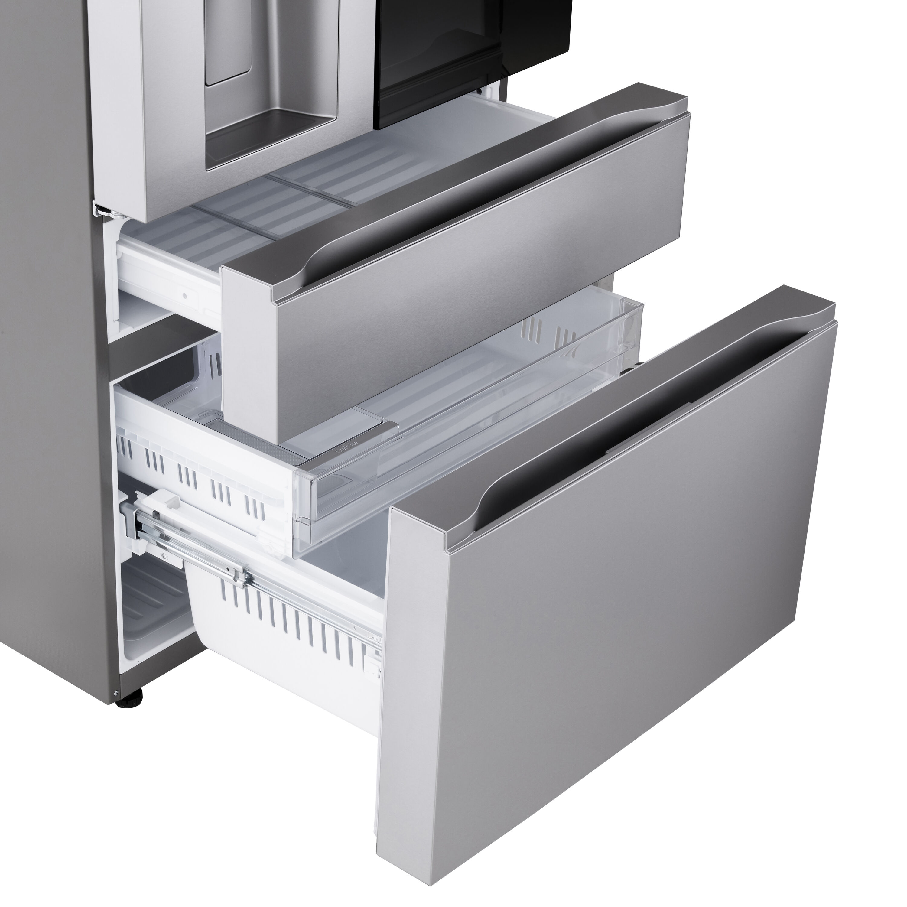 Refrigerador francés de 4 puertas LG InstaView MyColor de 28.6 pies cúbicos de profundidad estándar, con doble fabricador de hielo, dispensador de agua y hielo, y puerta dentro de puerta (Acero Inoxidable PrintProof), compatible con tecnología inteligente ENERGY STAR certificada LF29S8365S