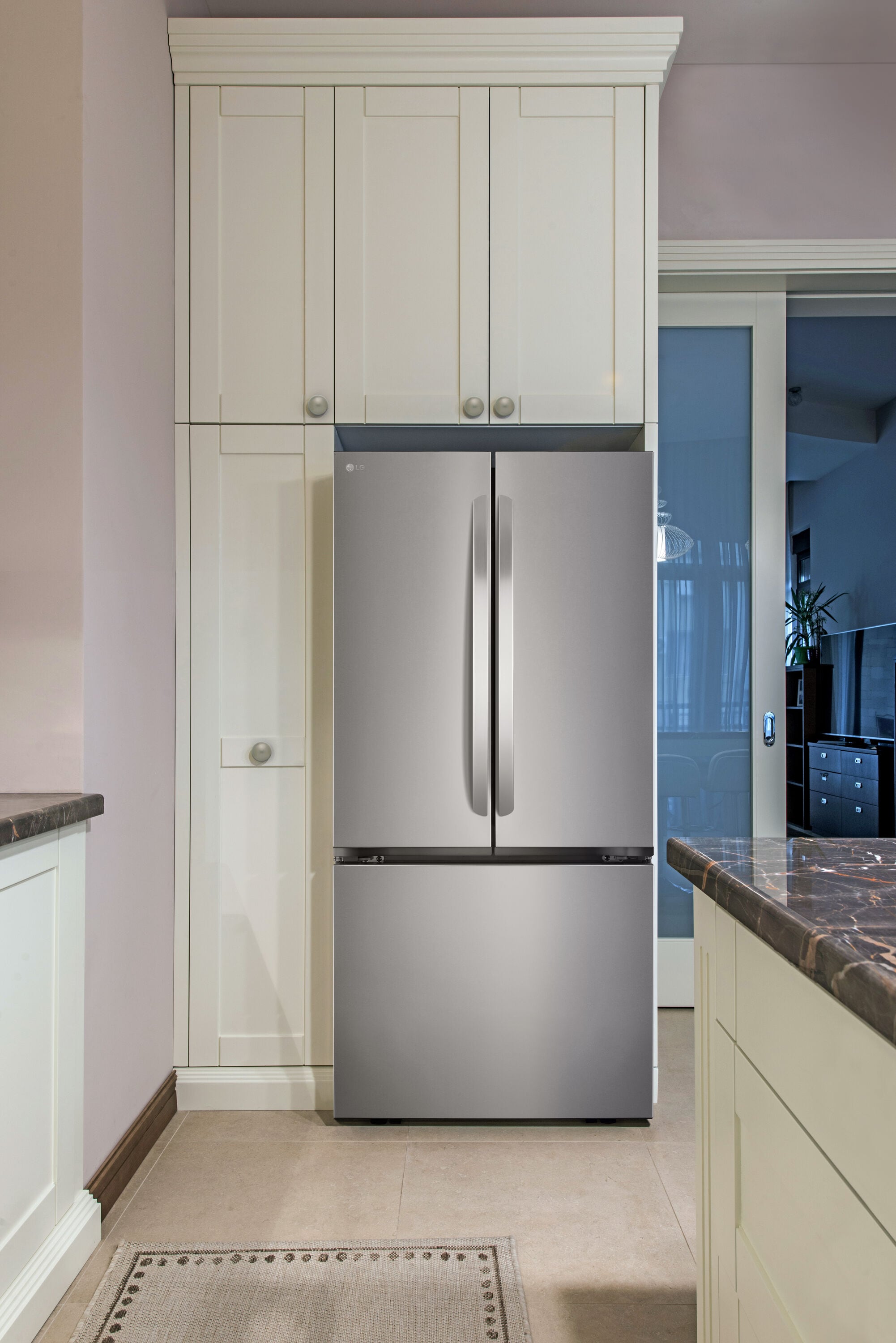 Refrigerador francés de 3 puertas LG de 20.8 pies cúbicos de profundidad de mostrador con máquina de hielo (Acero Inoxidable PrintProof) Certificado ENERGY STAR LF21G6200S