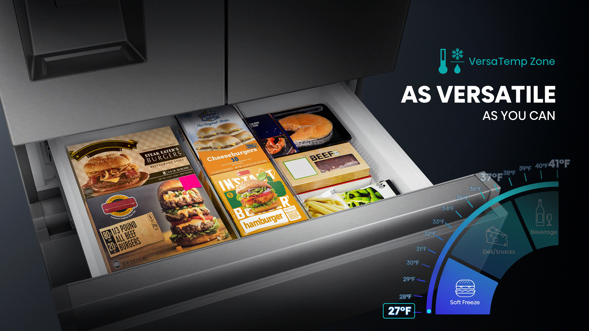 Refrigerador Hisense PureFlat de puerta francesa estándar con profundidad de 25.6 pies cúbicos y 4 puertas, compatible con Smart, con fabricador de hielo y dispensador de agua y hielo (acero inoxidable) Certificado ENERGY STAR HRM260N6TSE