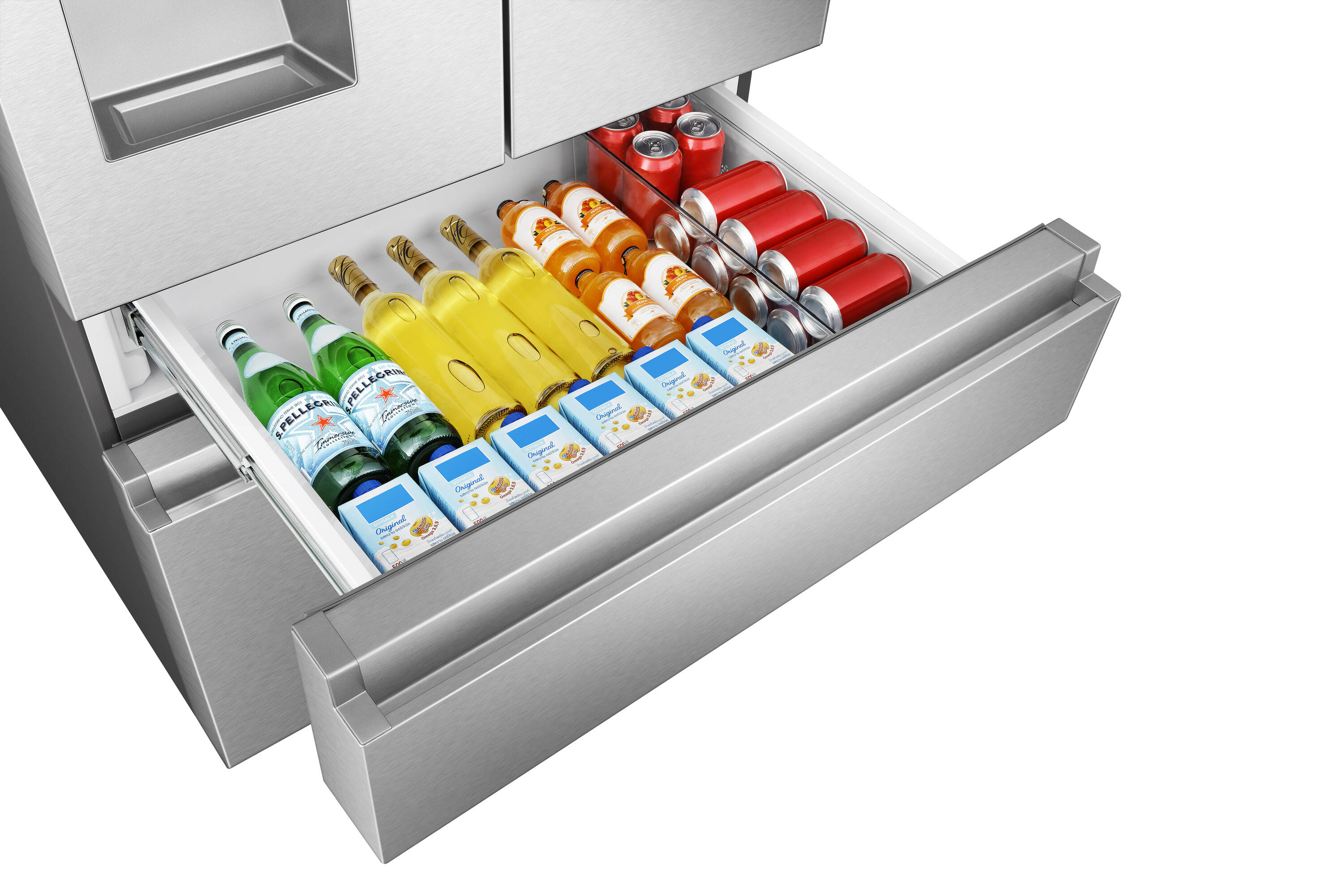 Refrigerador Hisense PureFlat de puerta francesa estándar con profundidad de 25.6 pies cúbicos y 4 puertas, compatible con Smart, con fabricador de hielo y dispensador de agua y hielo (acero inoxidable) Certificado ENERGY STAR HRM260N6TSE