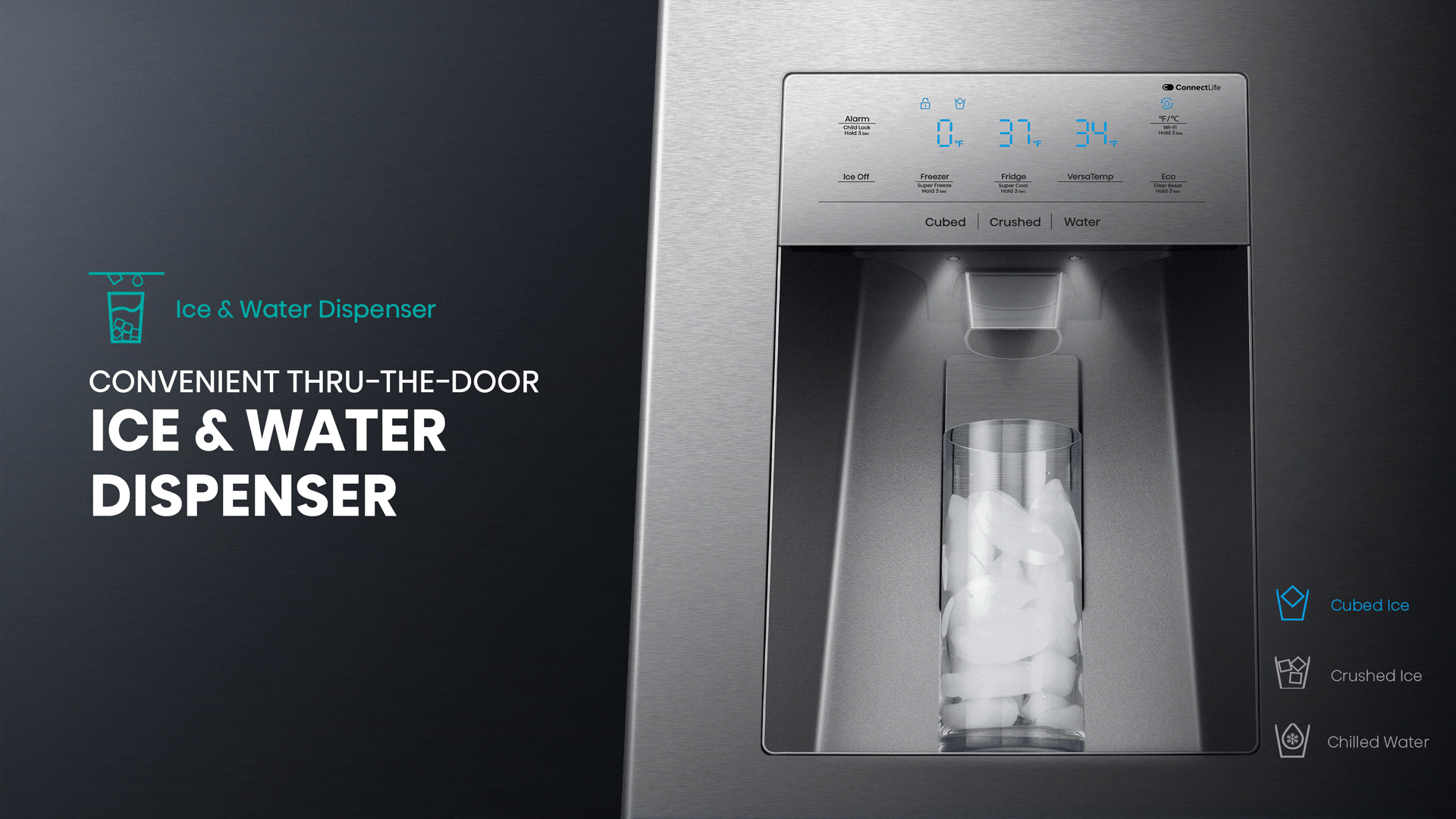 Refrigerador Hisense PureFlat de puerta francesa estándar con profundidad de 25.6 pies cúbicos y 4 puertas, compatible con Smart, con fabricador de hielo y dispensador de agua y hielo (acero inoxidable) Certificado ENERGY STAR HRM260N6TSE