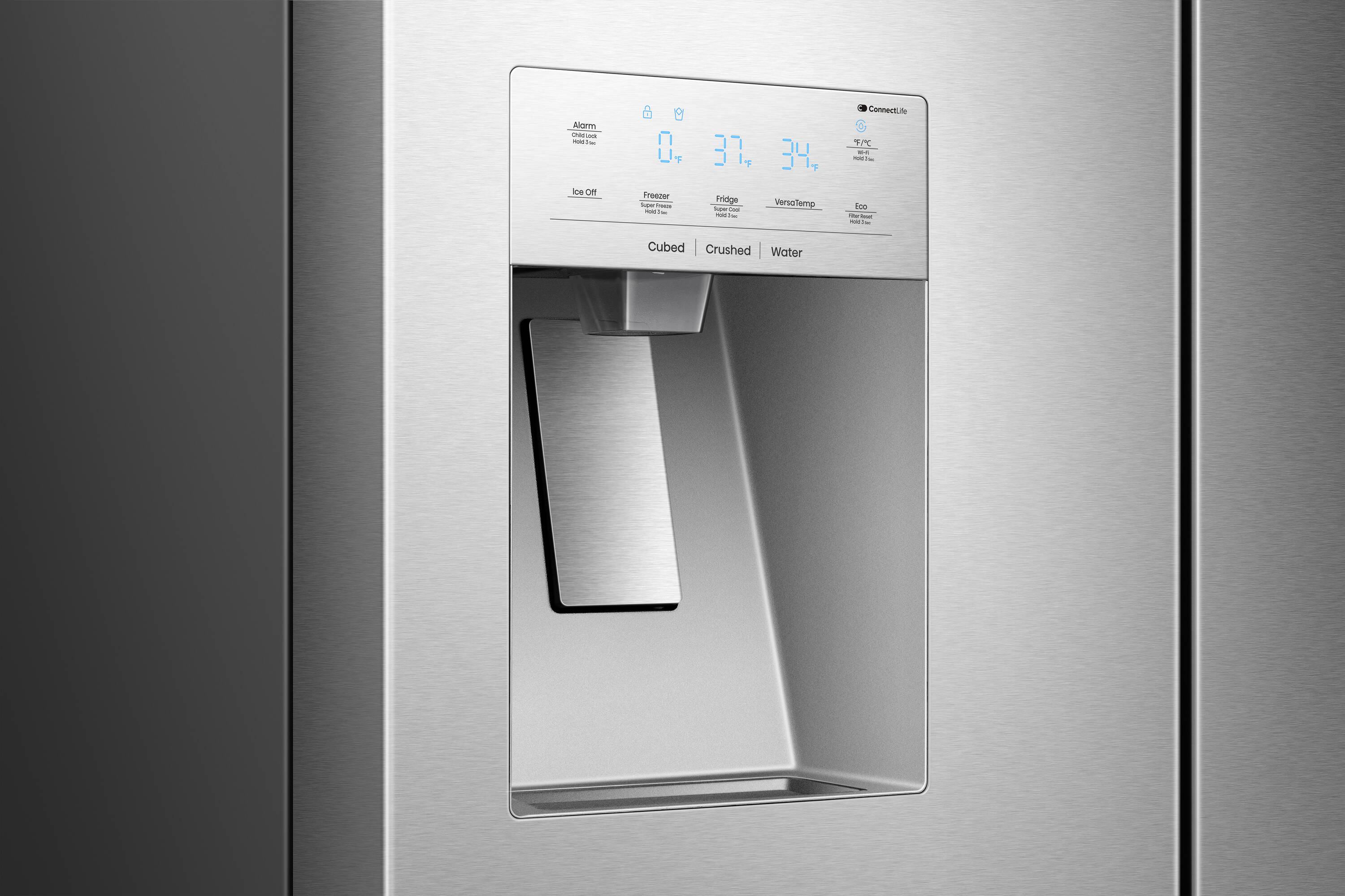 Refrigerador Hisense PureFlat de puerta francesa estándar con profundidad de 25.6 pies cúbicos y 4 puertas, compatible con Smart, con fabricador de hielo y dispensador de agua y hielo (acero inoxidable) Certificado ENERGY STAR HRM260N6TSE