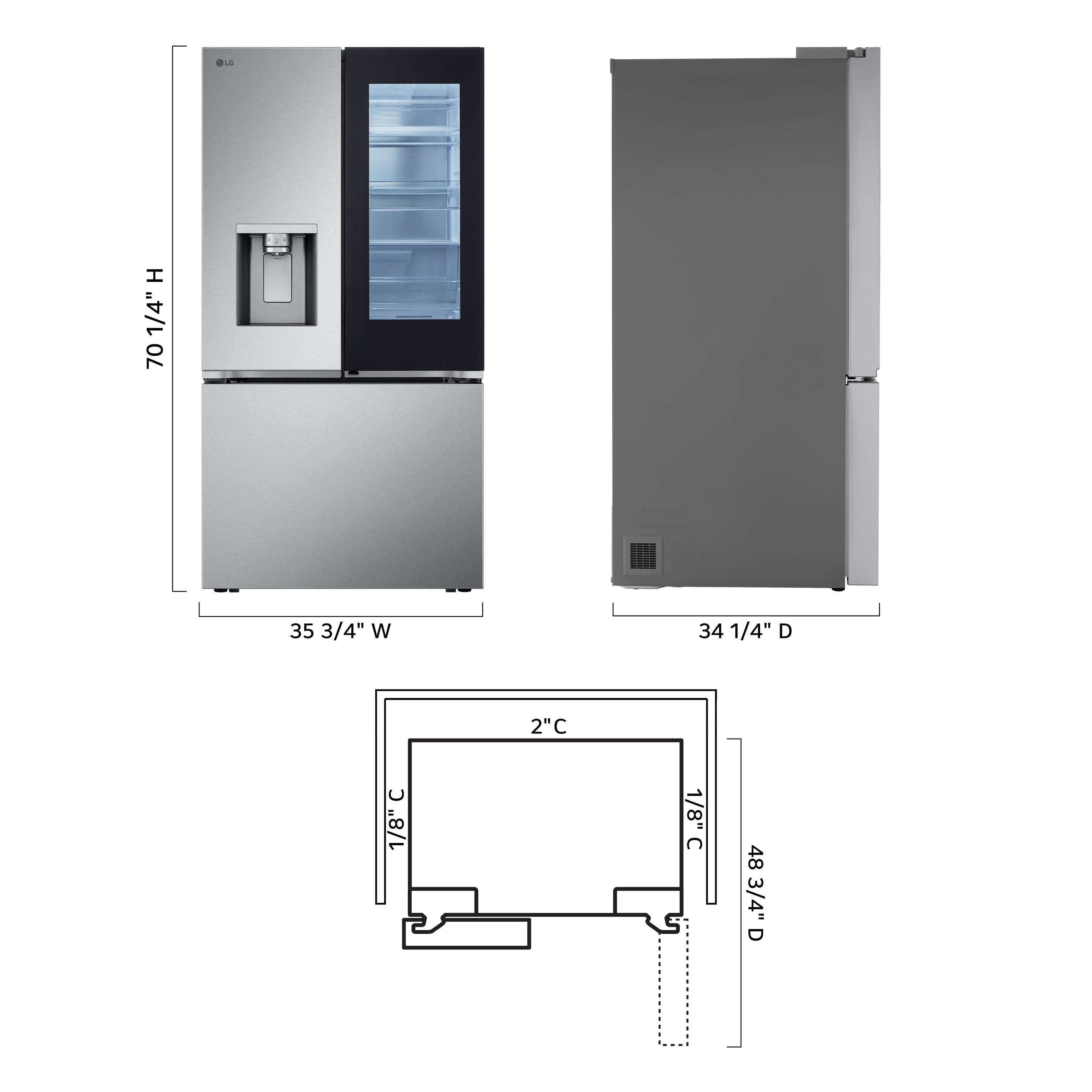 Refrigerador francés LG con dispensor de agua y hielo, puerta adentro y compartimento con vista instantánea, certificado ENERGY STAR, acero inoxidable resistente a huellas LF31S6360S de 30.7 pies cúbicos con profundidad estándar y dos fabricadores de hielo.