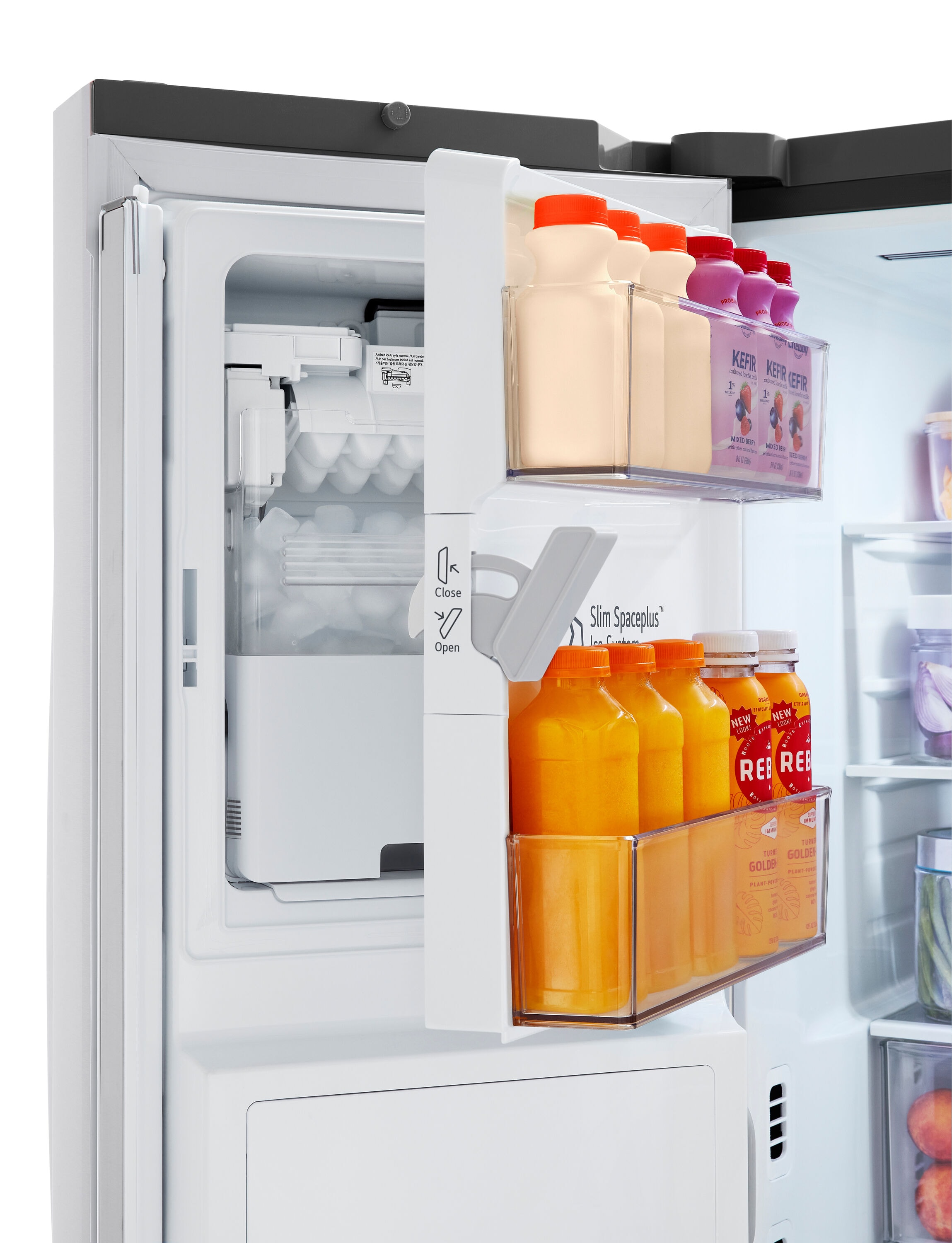 Refrigerador francés LG con dispensor de agua y hielo, puerta adentro y compartimento con vista instantánea, certificado ENERGY STAR, acero inoxidable resistente a huellas LF31S6360S de 30.7 pies cúbicos con profundidad estándar y dos fabricadores de hielo.