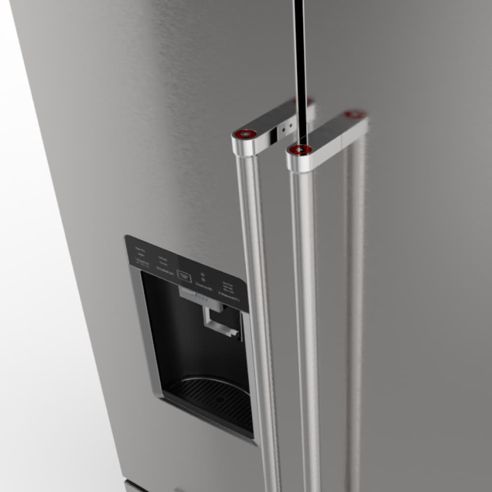 Refrigerador francés con dispensador de hielo y agua de 23.8 pies cúbicos con puerta francesa de 3 puertas y profundidad de mostrador de KitchenAid (Acero inoxidable con acabado PRINTSHIELD) KRFC704FPS