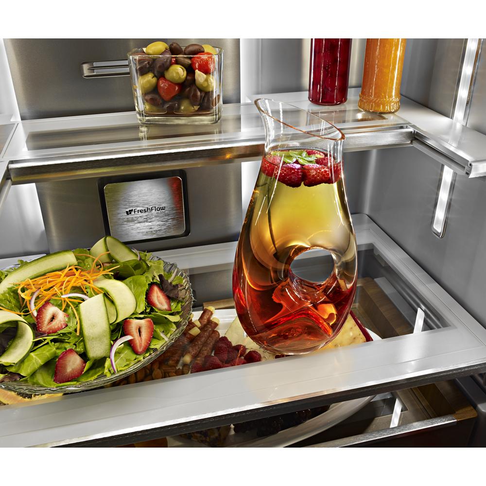 Refrigerador francés con dispensador de hielo y agua de 23.8 pies cúbicos con puerta francesa de 3 puertas y profundidad de mostrador de KitchenAid (Acero inoxidable con acabado PRINTSHIELD) KRFC704FPS