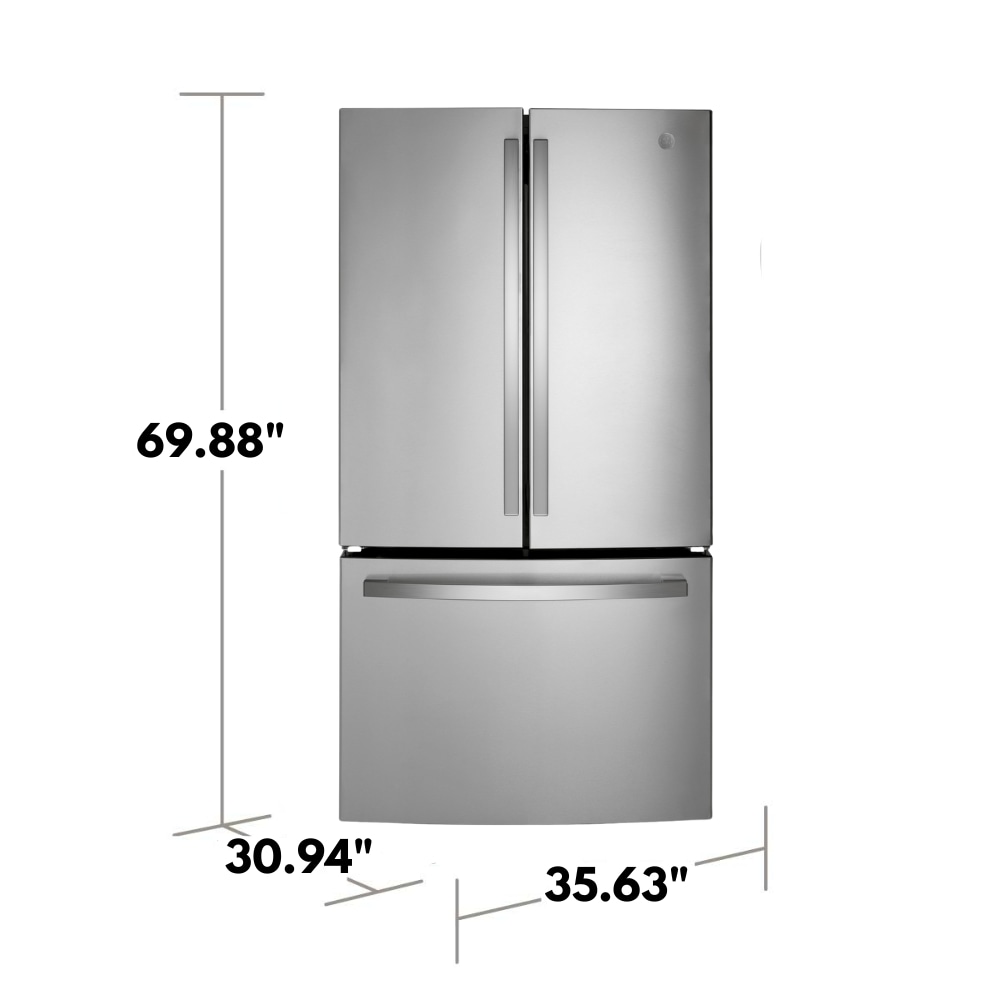 Refrigerador francés de 3 puertas y 21.9 pies cúbicos de profundidad de mostrador con fábrica de hielo y dispensador de agua (acero inoxidable) certificado ENERGY STAR