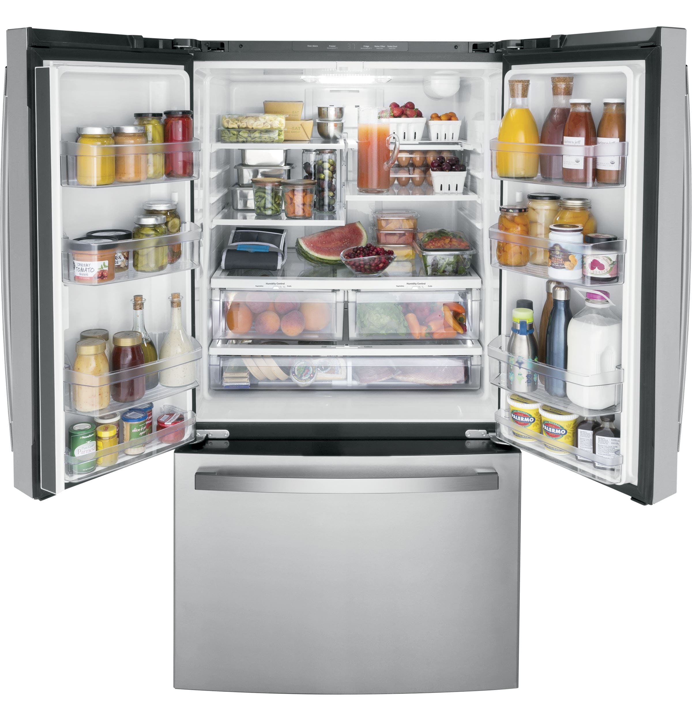 Refrigerador francés de 3 puertas y 21.9 pies cúbicos de profundidad de mostrador con fábrica de hielo y dispensador de agua (acero inoxidable) certificado ENERGY STAR