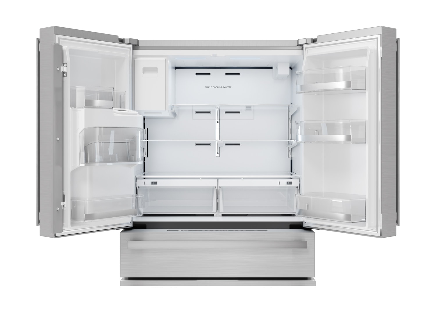 Refrigerador francés de 4 puertas Sharp de 21.6 pies cúbicos con dispensador de hielo y agua (acero inoxidable) certificado ENERGY STAR y profundidad de mostrador