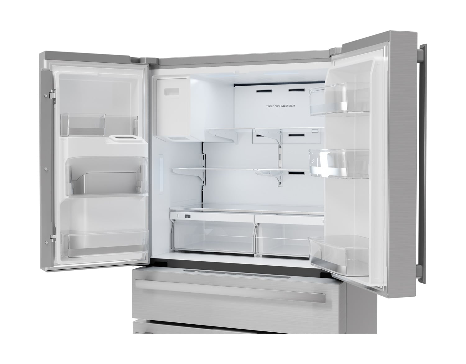 Refrigerador francés de 4 puertas Sharp de 21.6 pies cúbicos con dispensador de hielo y agua (acero inoxidable) certificado ENERGY STAR y profundidad de mostrador