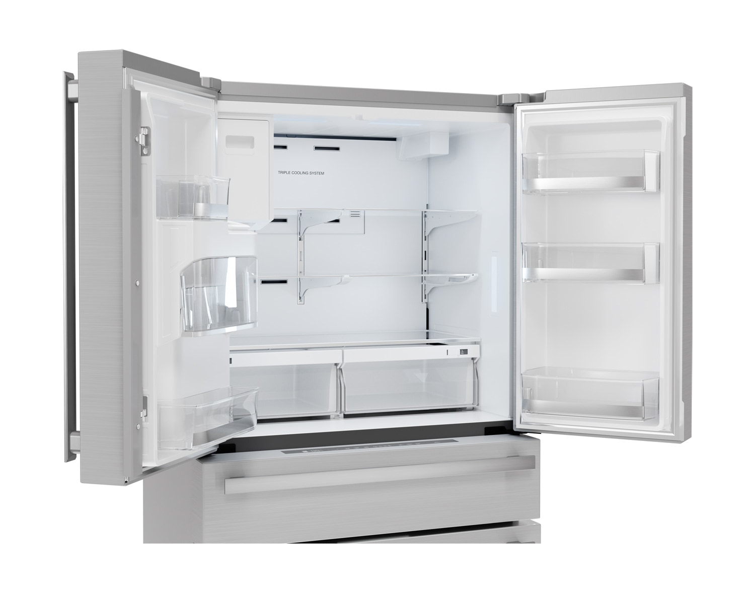 Refrigerador francés de 4 puertas Sharp de 21.6 pies cúbicos con dispensador de hielo y agua (acero inoxidable) certificado ENERGY STAR y profundidad de mostrador