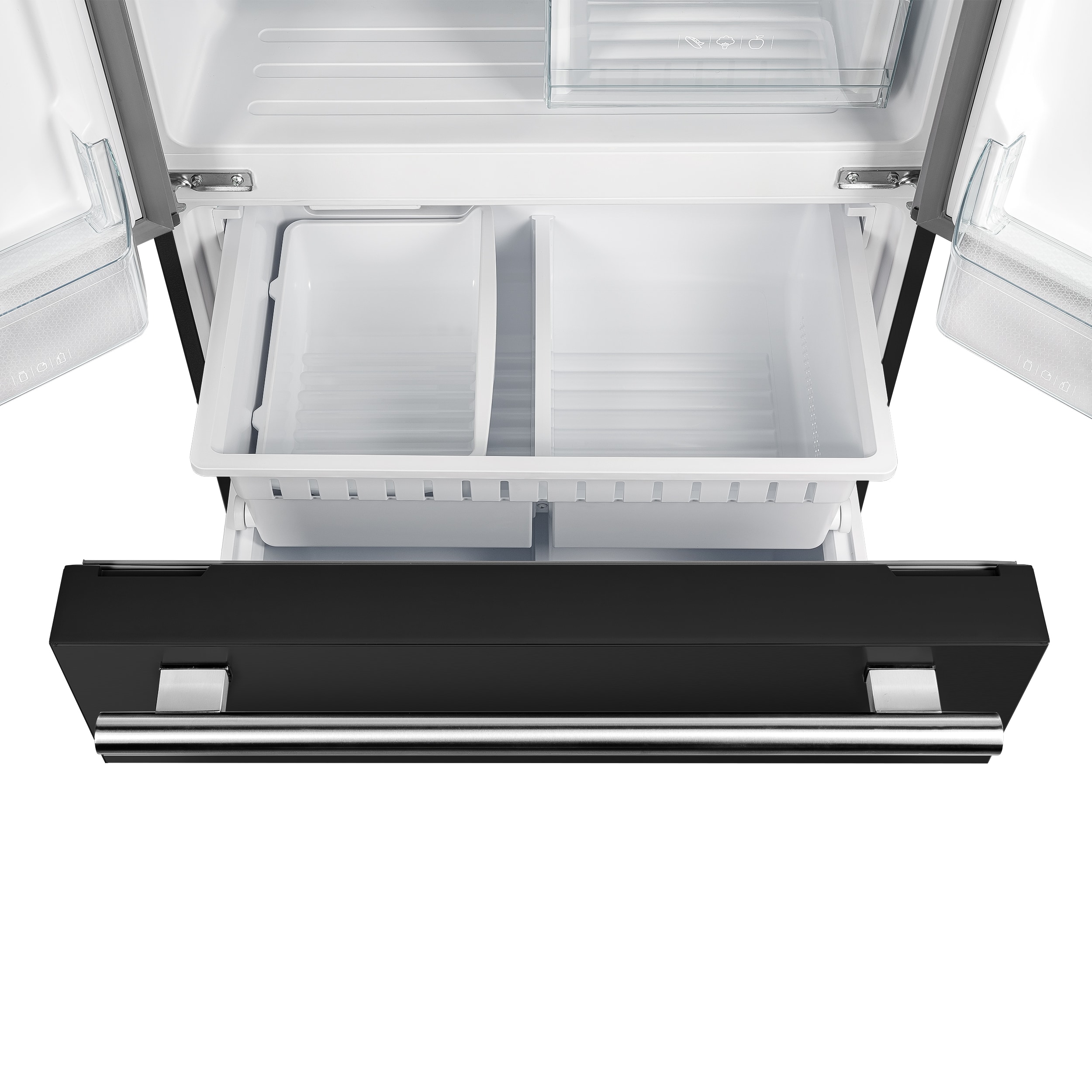 Refrigerador francés de puertas triples de 17.5 pies cúbicos con máquina de hielo y dispensador de hielo, color negro - Certificado ENERGY STAR