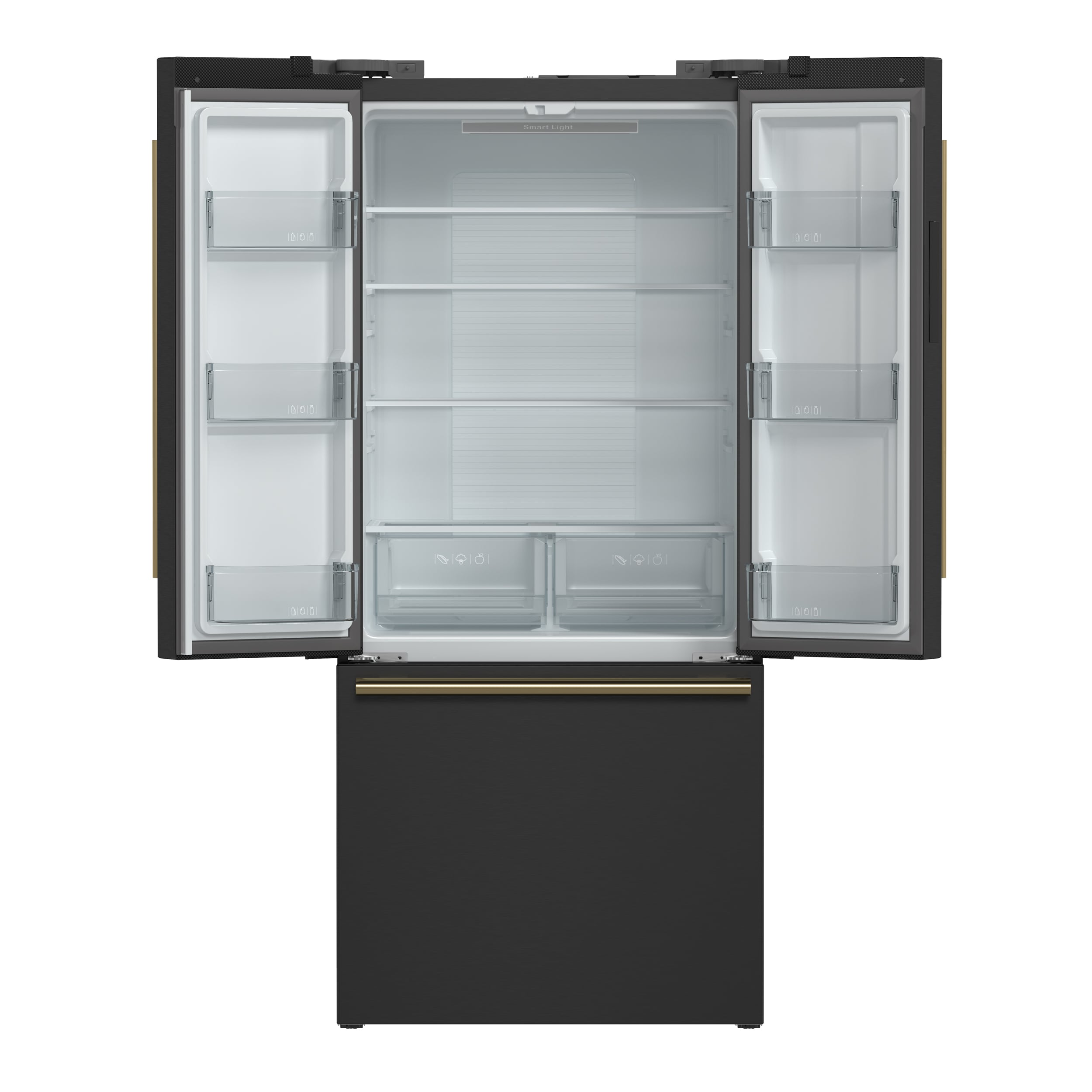Refrigerador francés de puertas triples de 17.5 pies cúbicos con máquina de hielo y dispensador de hielo, color negro - Certificado ENERGY STAR