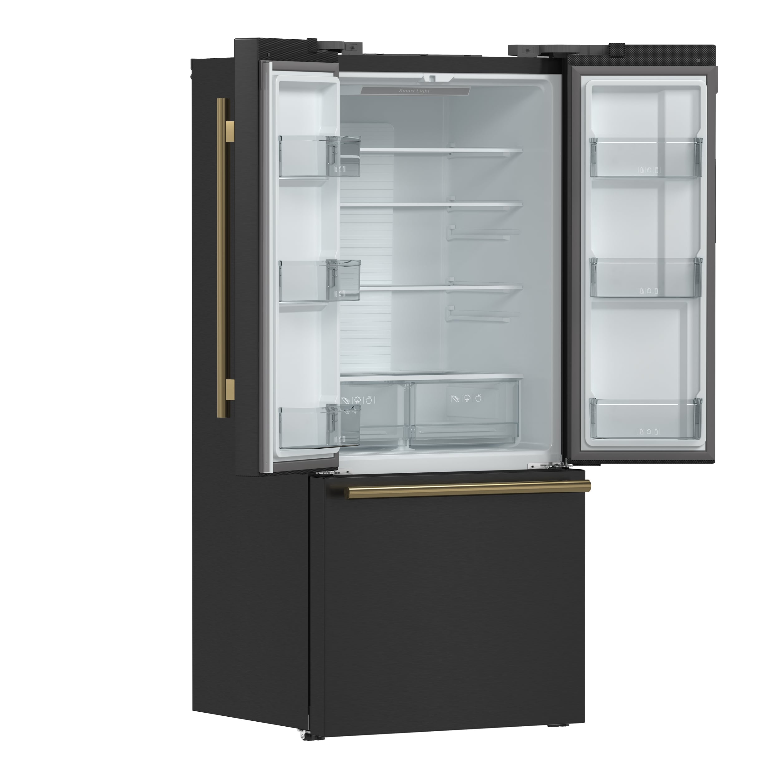 Refrigerador francés de puertas triples de 17.5 pies cúbicos con máquina de hielo y dispensador de hielo, color negro - Certificado ENERGY STAR