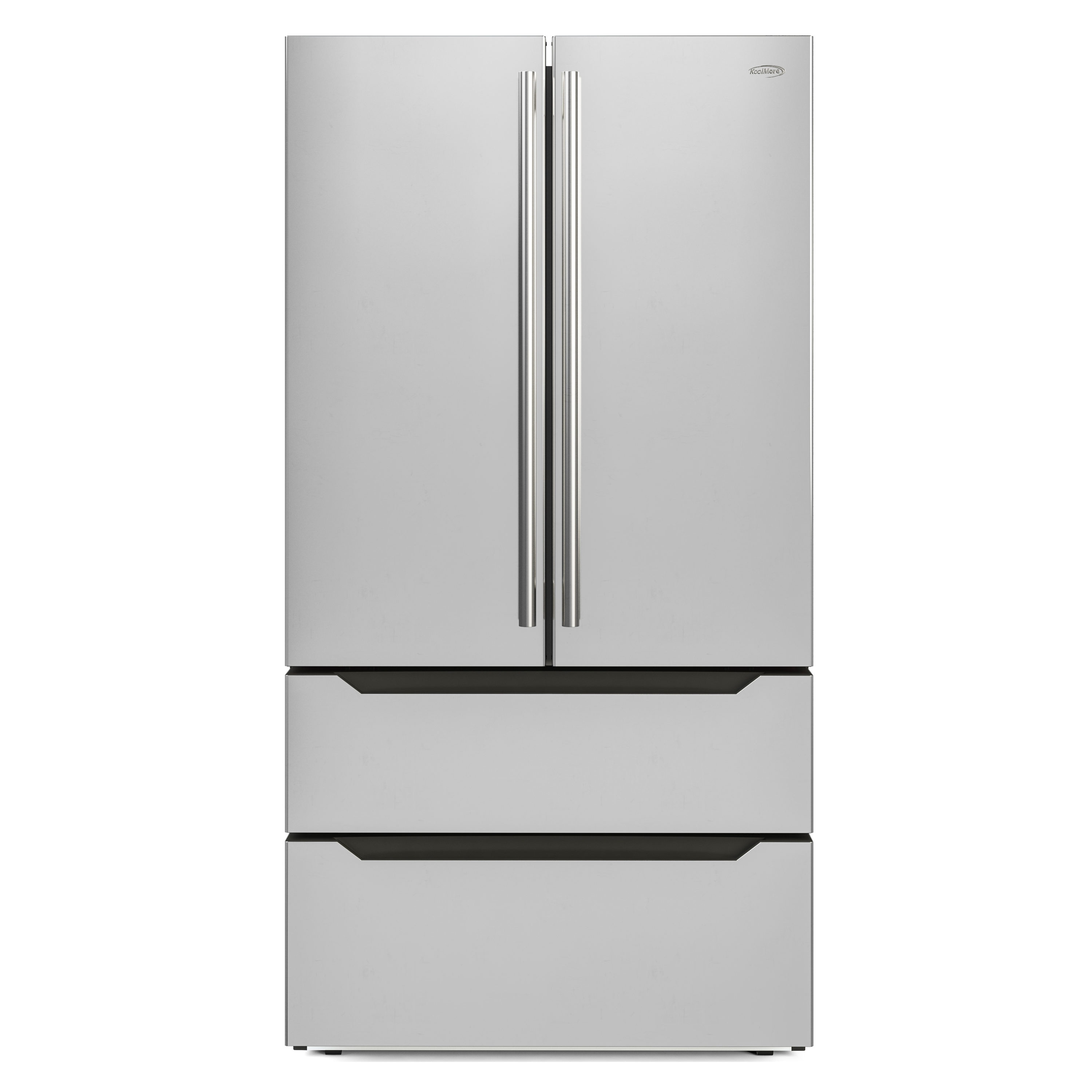 Refrigerador francés de 4 puertas con fabricador de hielo y acabado de acero inoxidable de KoolMore de 22.5 pies cúbicos de profundidad de mostrador