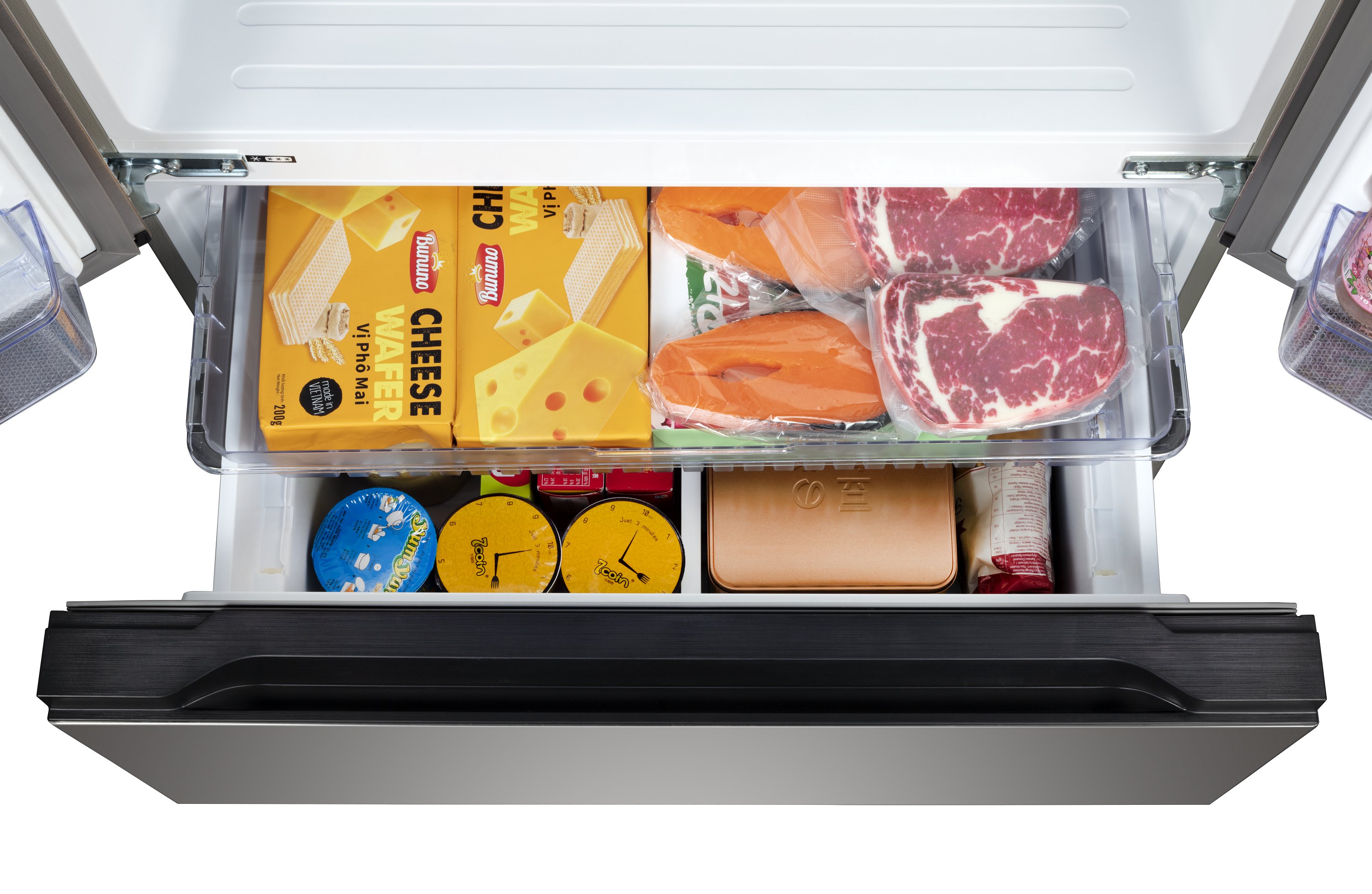 Refrigerador de Puerta Francesa de 3 Puertas con Profundidad de Mostrador de Hamilton Beach (Acero Inoxidable) Certificado ENERGY STAR HZ4051