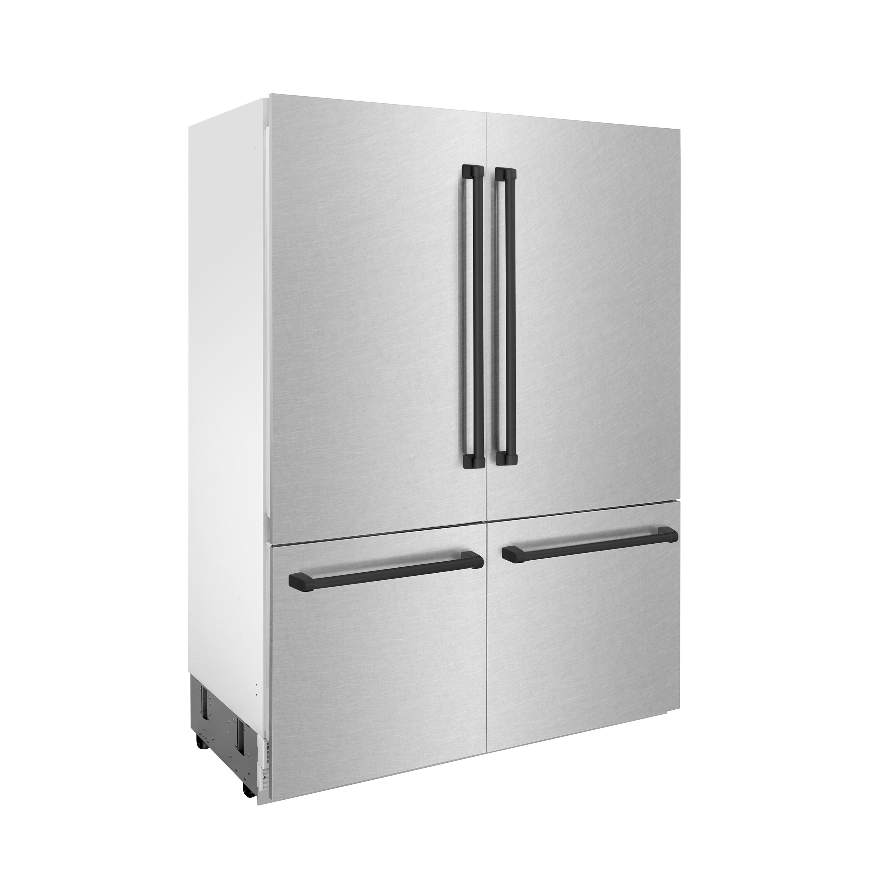 Refrigerador Empotrable de Puerta Francesa de 32.2 pies cúbicos de Profundidad de Mostrador con Fábrica de Hielo y Dispensador de Agua (Acero Inoxidable Resistente a las Huellas Dactilares con Manijas de Acento Negro Mate) Certificado ENERGY STAR