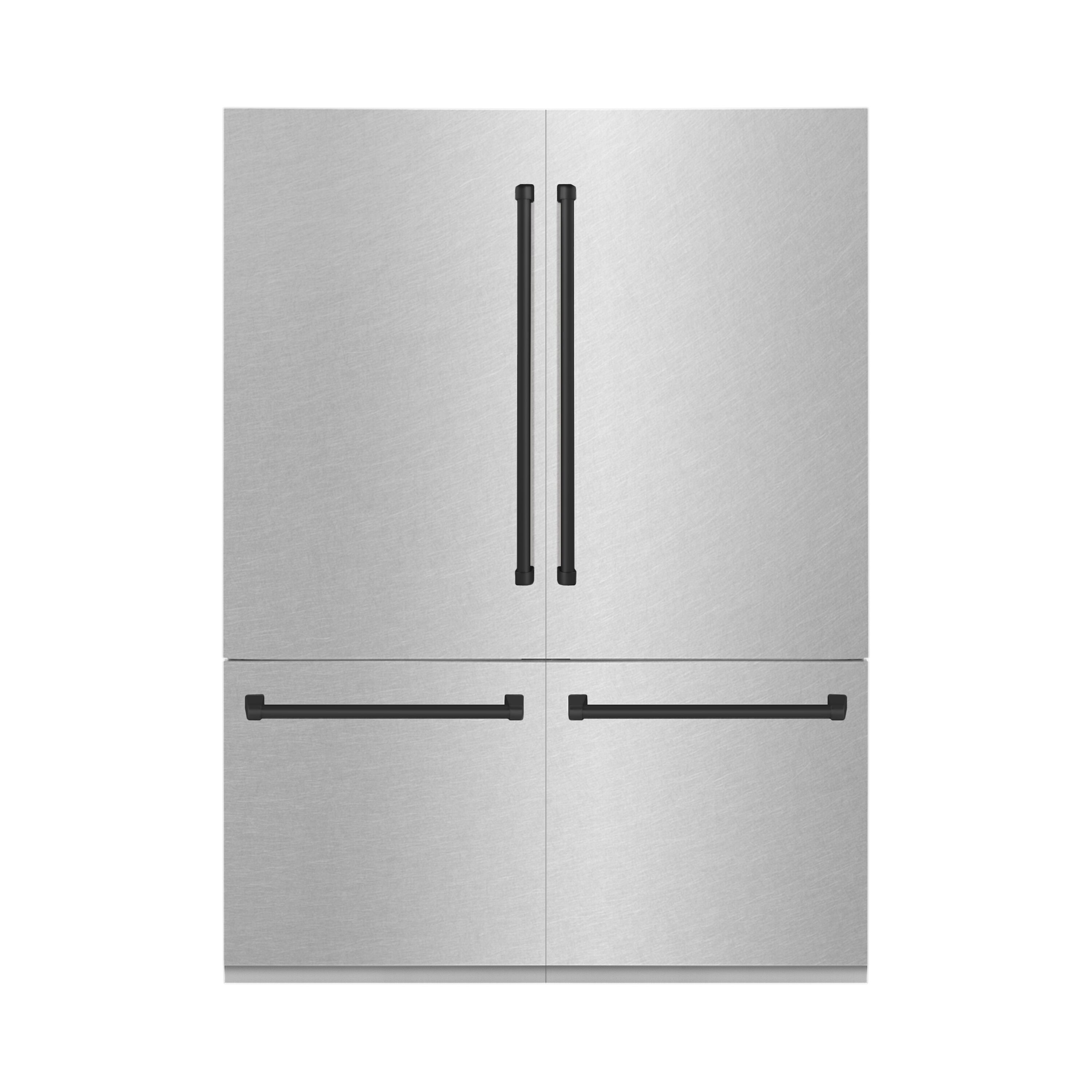 Refrigerador Empotrable de Puerta Francesa de 32.2 pies cúbicos de Profundidad de Mostrador con Fábrica de Hielo y Dispensador de Agua (Acero Inoxidable Resistente a las Huellas Dactilares con Manijas de Acento Negro Mate) Certificado ENERGY STAR