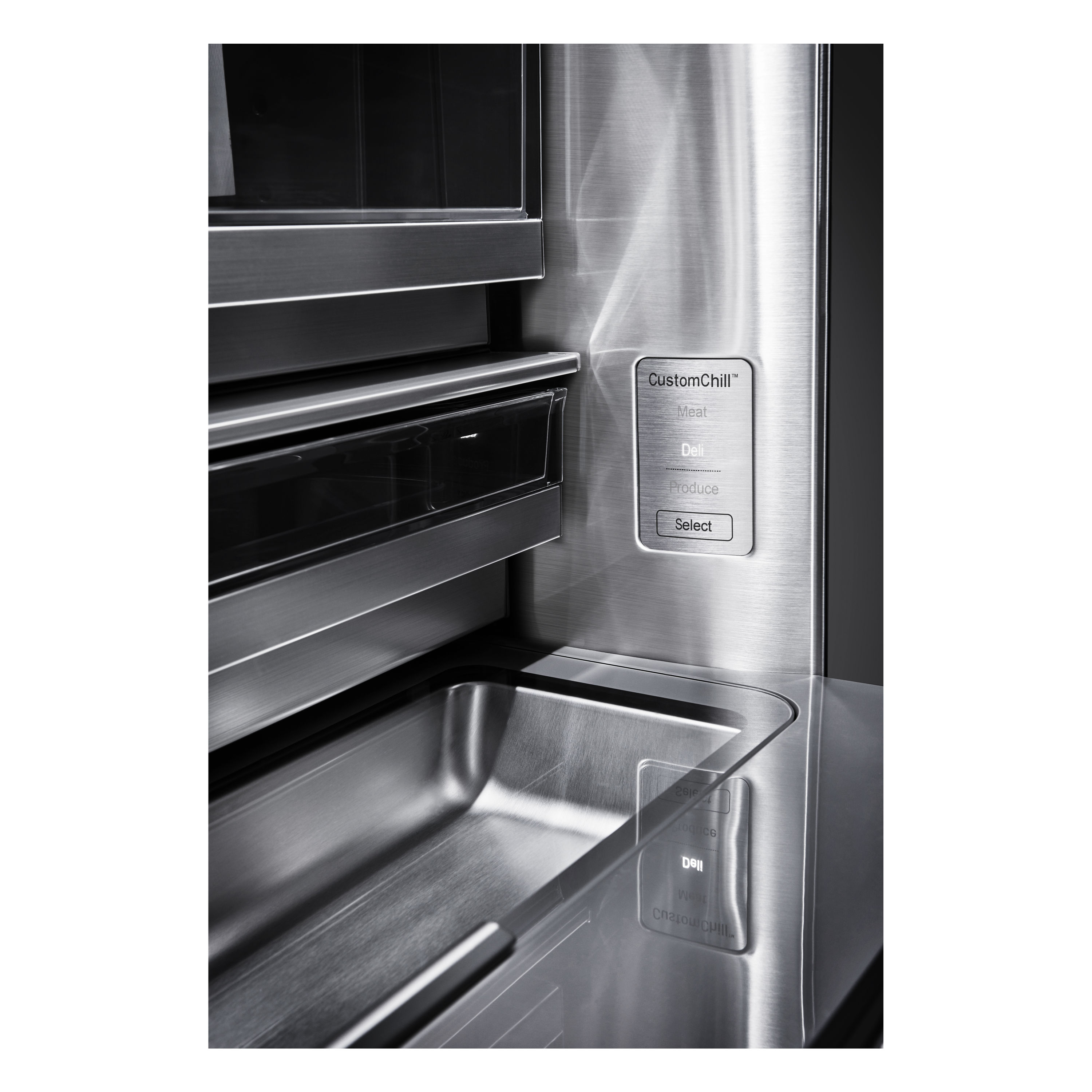 Refrigerador de puertas francesas LG SIGNATURE Counter-Depth InstaView de 22.8 pies cúbicos con fabricador de hielo, dispensador de agua y hielo, y puerta dentro de puerta (Acero Texturizado) compatible con tecnología inteligente de 4 puertas y certificado ENERGY STAR URNTC2306N