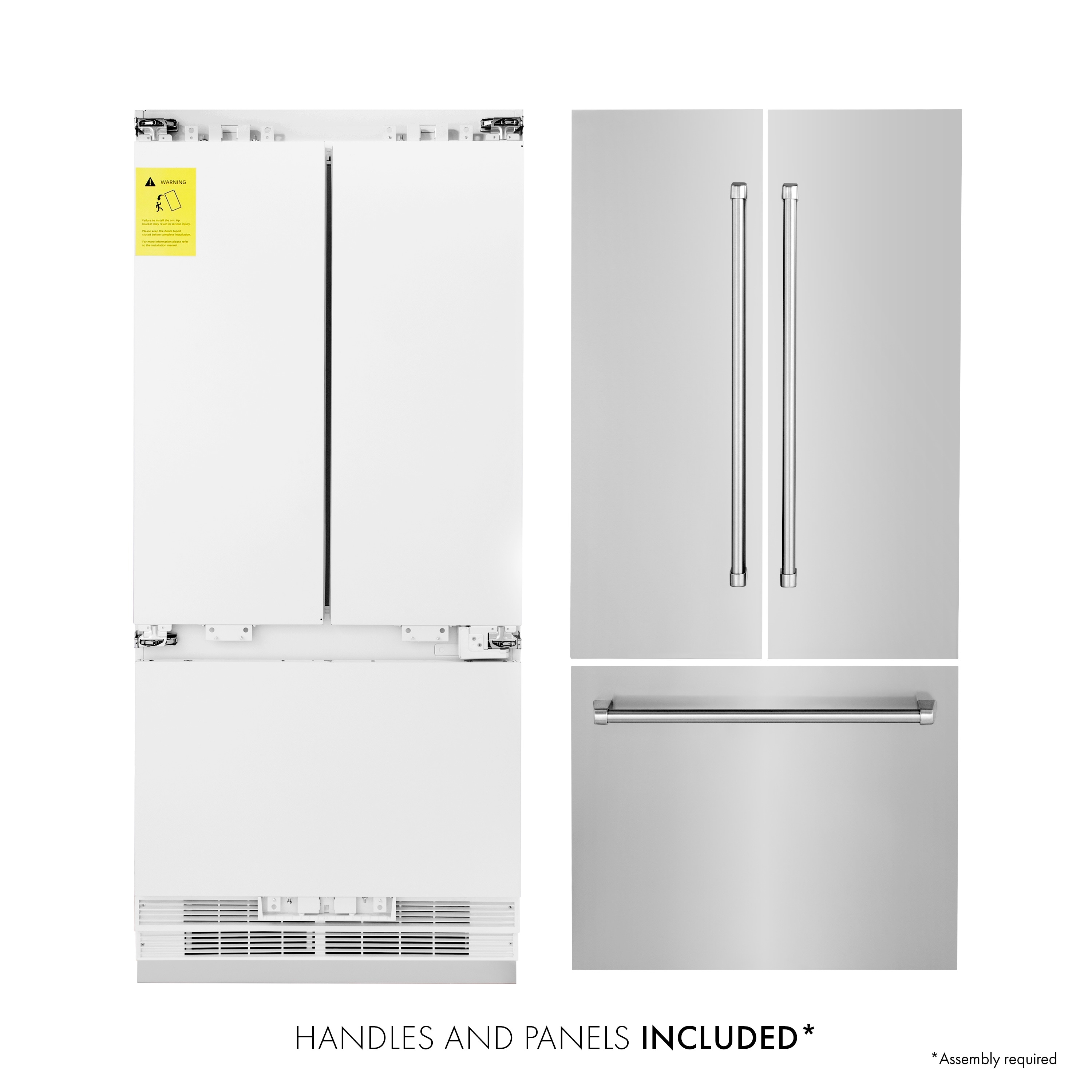 Refrigerador empotrado de puertas francesas ZLINE KITCHEN & BATH de 19.6 pies cúbicos de capacidad y profundidad de mostrador con fabricador de hielo, dispensador de agua y certificación ENERGY STAR (Acero inoxidable) RBIV-304-36