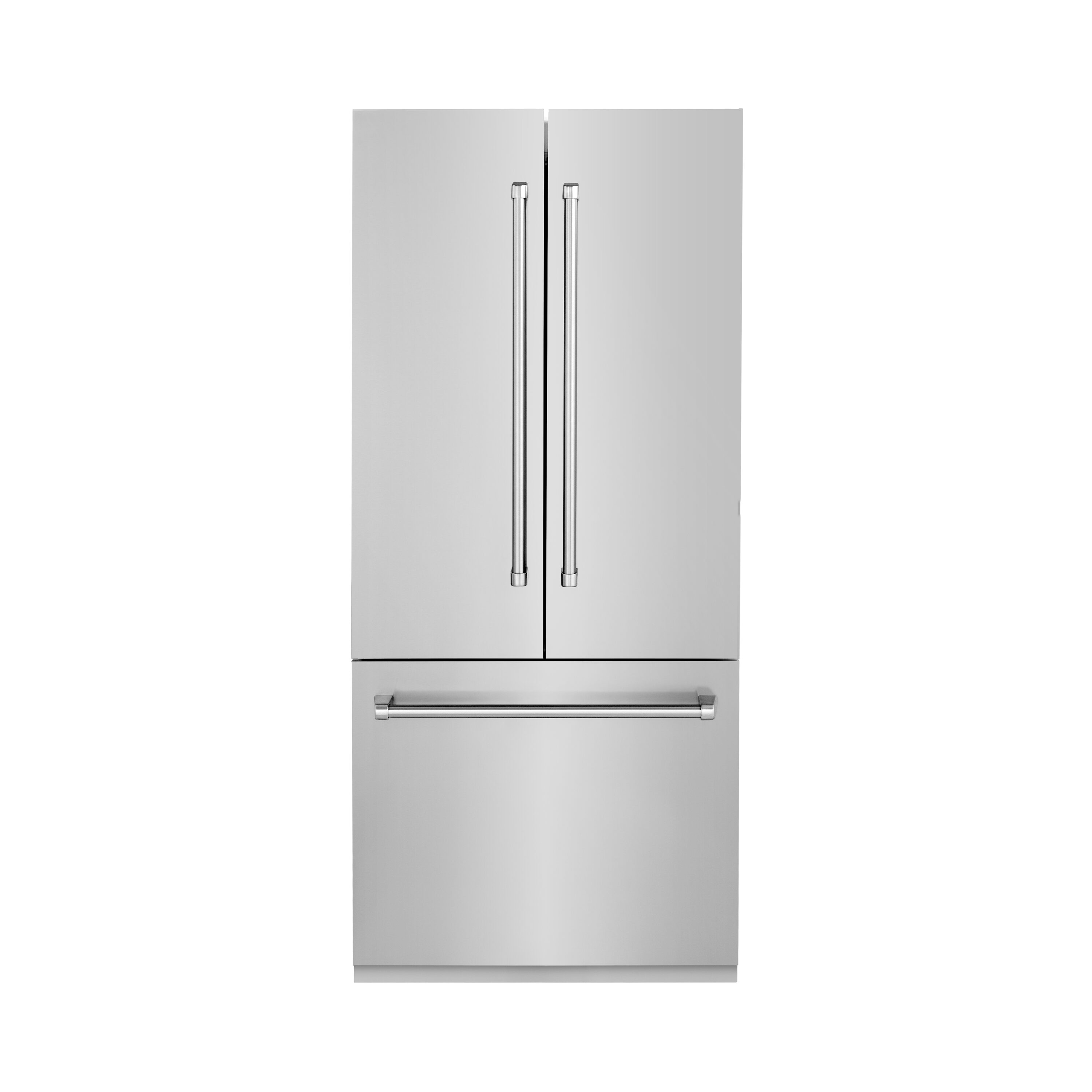 Refrigerador empotrado de puertas francesas ZLINE KITCHEN & BATH de 19.6 pies cúbicos de capacidad y profundidad de mostrador con fabricador de hielo, dispensador de agua y certificación ENERGY STAR (Acero inoxidable) RBIV-304-36