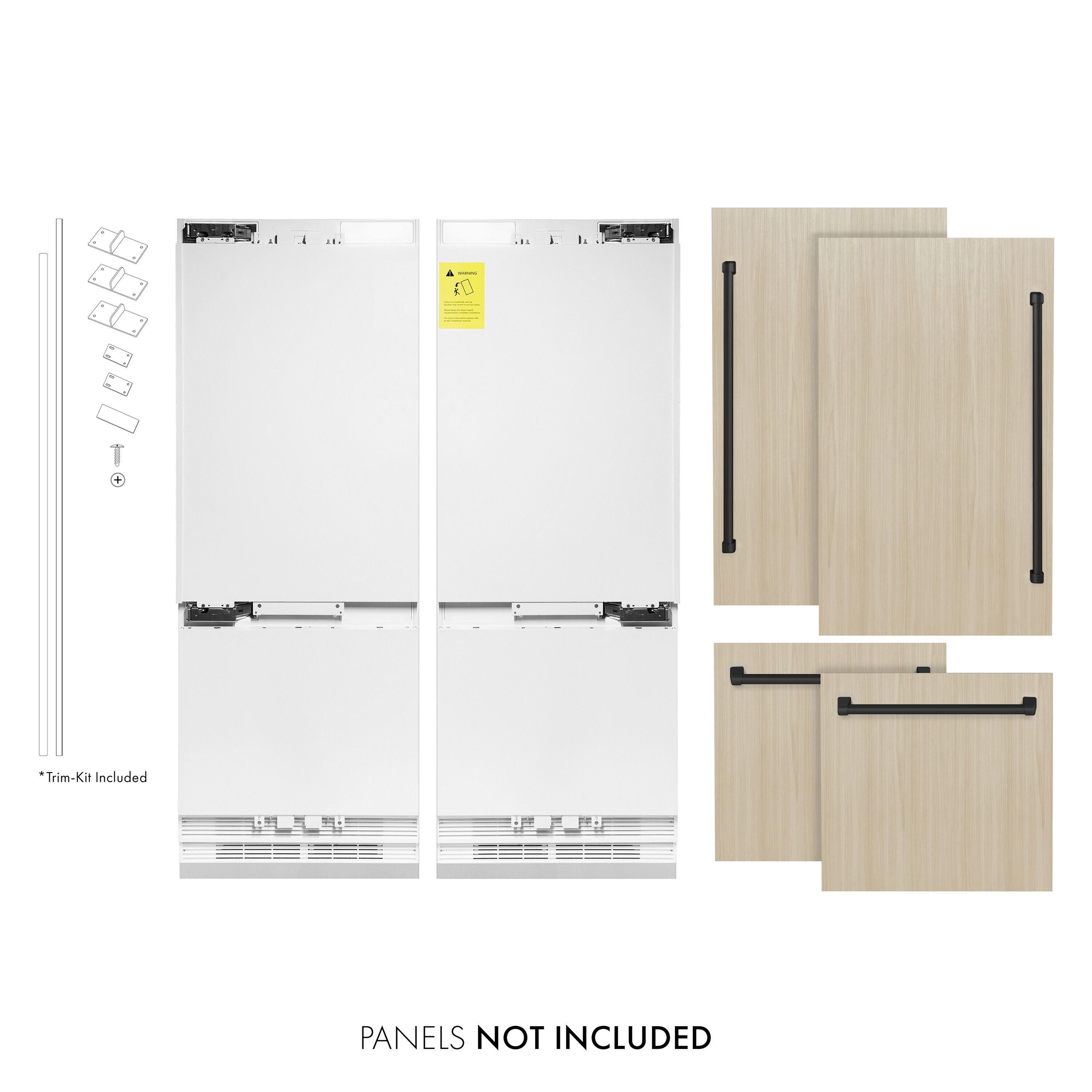 Refrigerador empotrado de puertas francesas con fabricador de hielo, dispensador de agua e hielo (listo para panel) con certificación ENERGY STAR de 32.2 pies cúbicos de profundidad de mostrador de ZLINE KITCHEN & BATH
